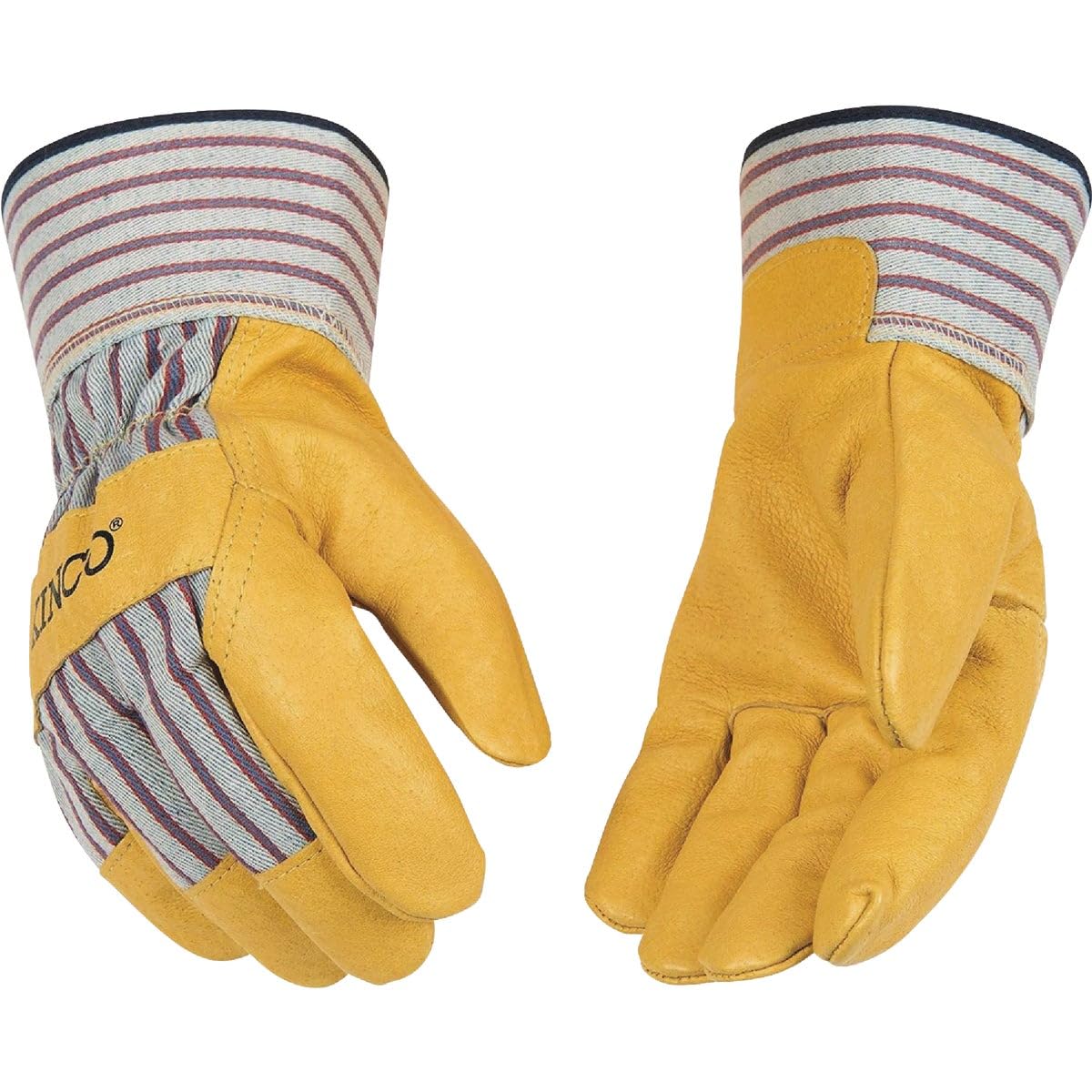 Kinco 909-L Men's Unlined Work Gloves - Grain Pigskin With Mesh Back - Large, Orange