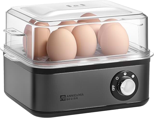 Electric Egg Cooker, Stainless Steel 8 Egg Capacity egg boiler, 500W, Ha...