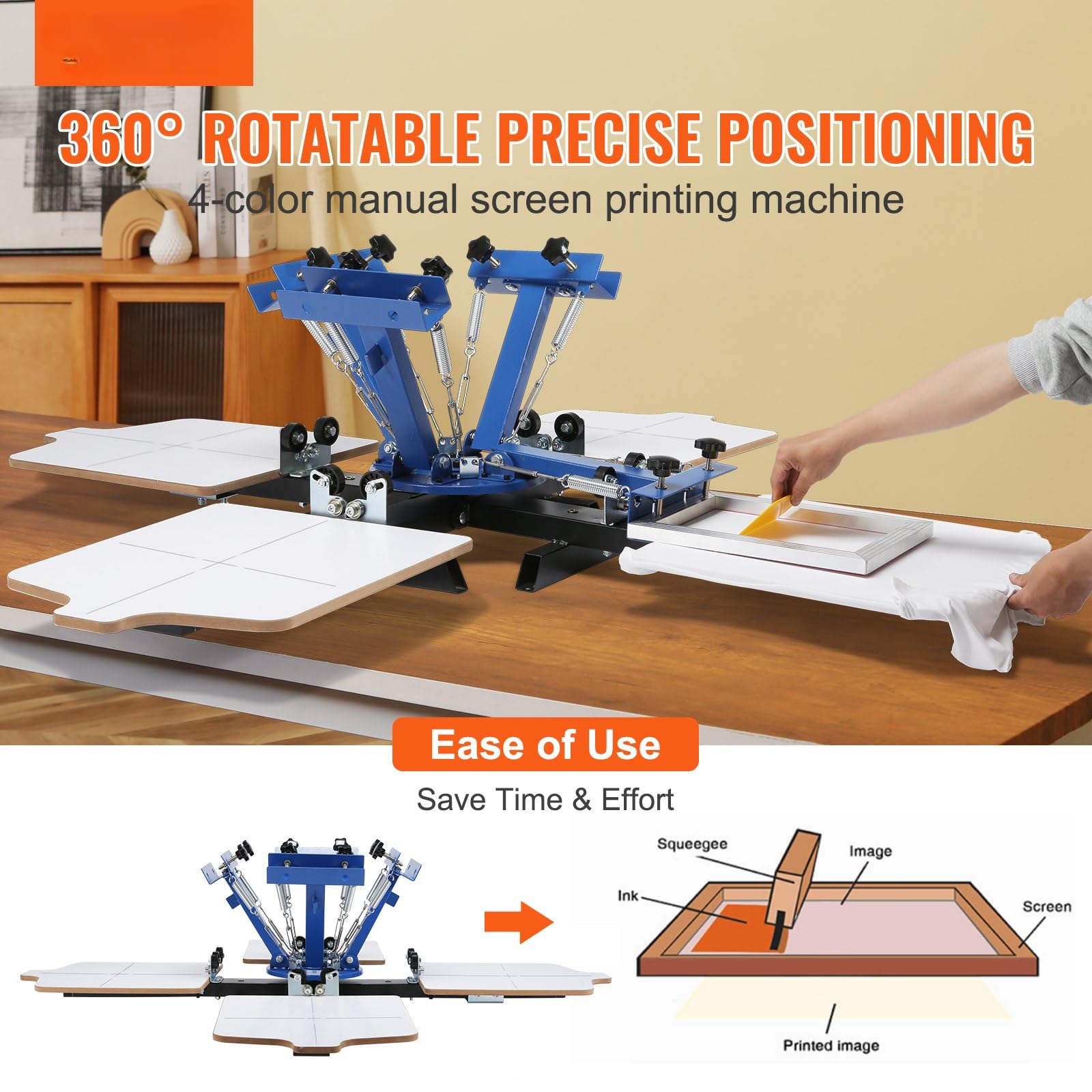 Switdo 360° drehbarer Siebdruck 54 x 45 cm T-Shirt Palettenpresse Doppellagig Blau für präzise Druckpositionierung
