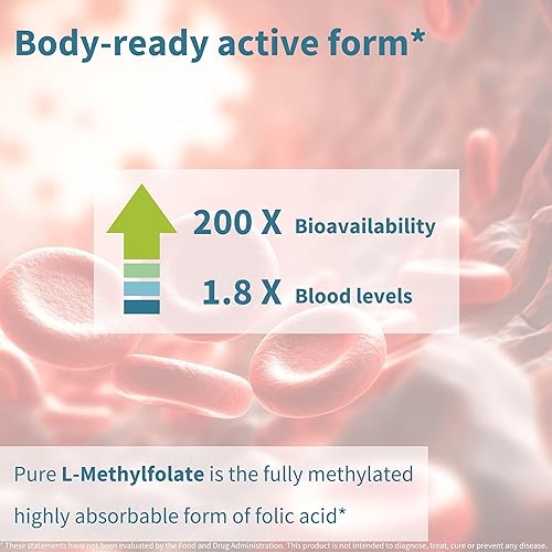 Miniatura 3 de Folato puro de 400 mcg, metilfolato optimizado, etiqueta limpia, 180 tabletas pequeñas, verificado en laboratorio, vegano e hipoalergénico,