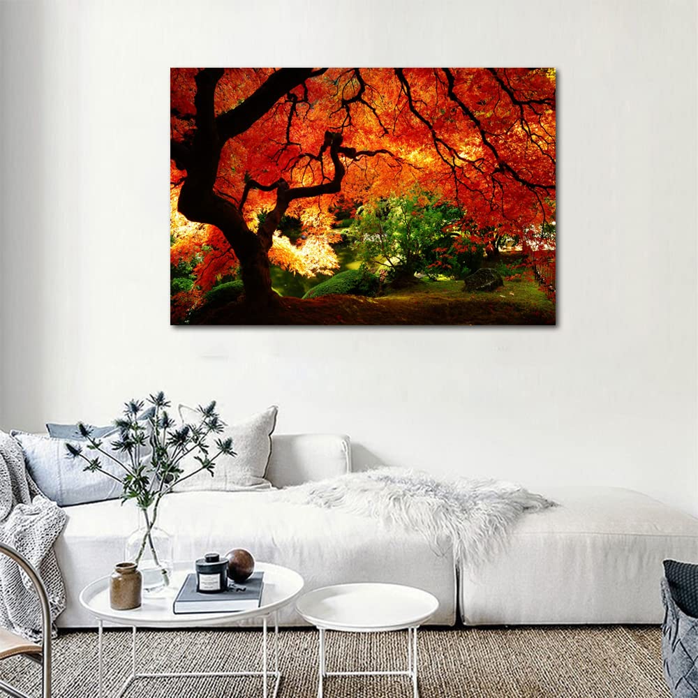 Amazon.co.jp: 風景画 ポスター 風景 秋 絵画 紅葉 自然 秋の木 秋の葉 
