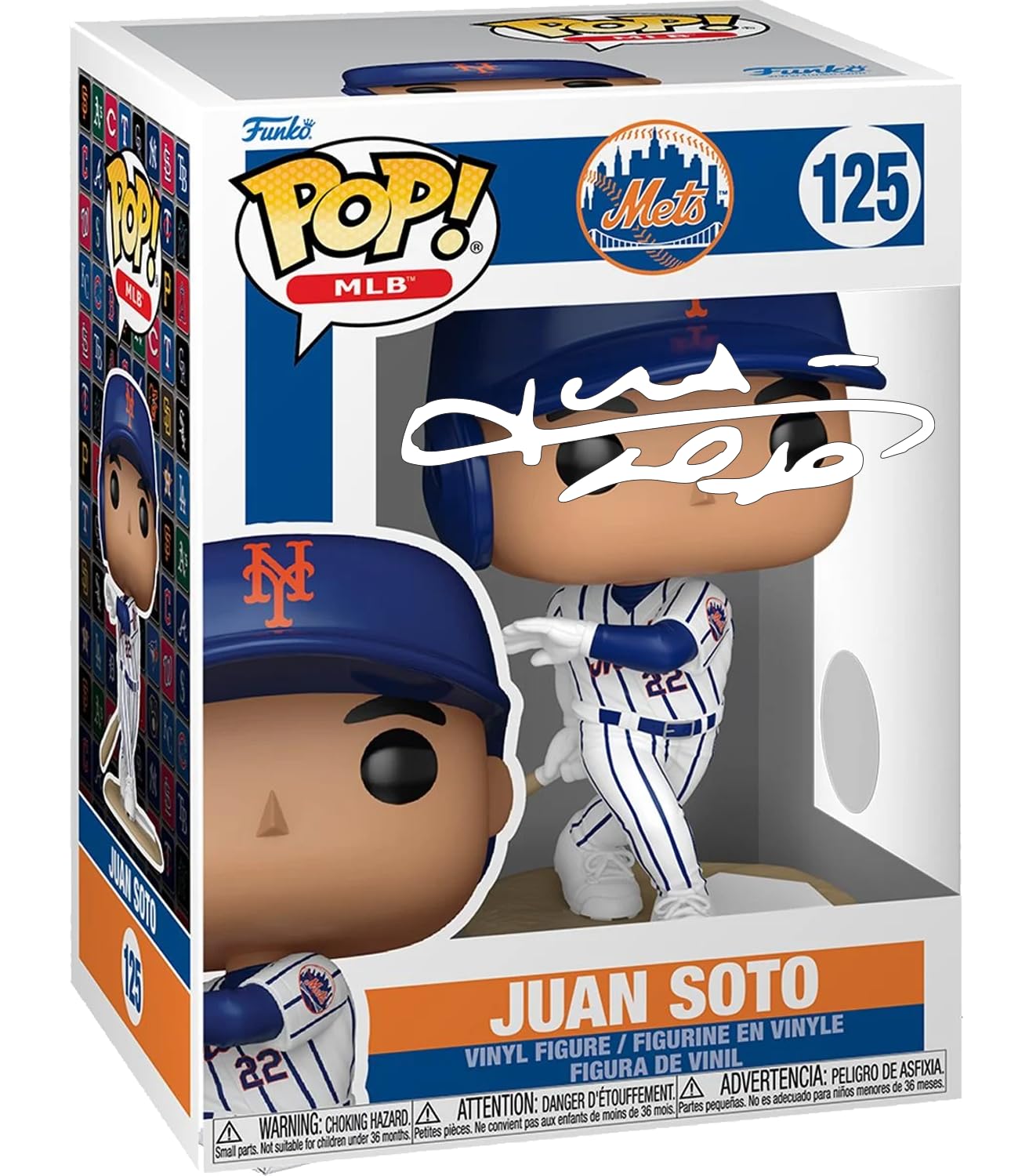 Juan Soto #125 Facsimile Signed Reprint Laser Autographed Funko POP! Baseball MLB: New York Mets Figurine with Protector Case