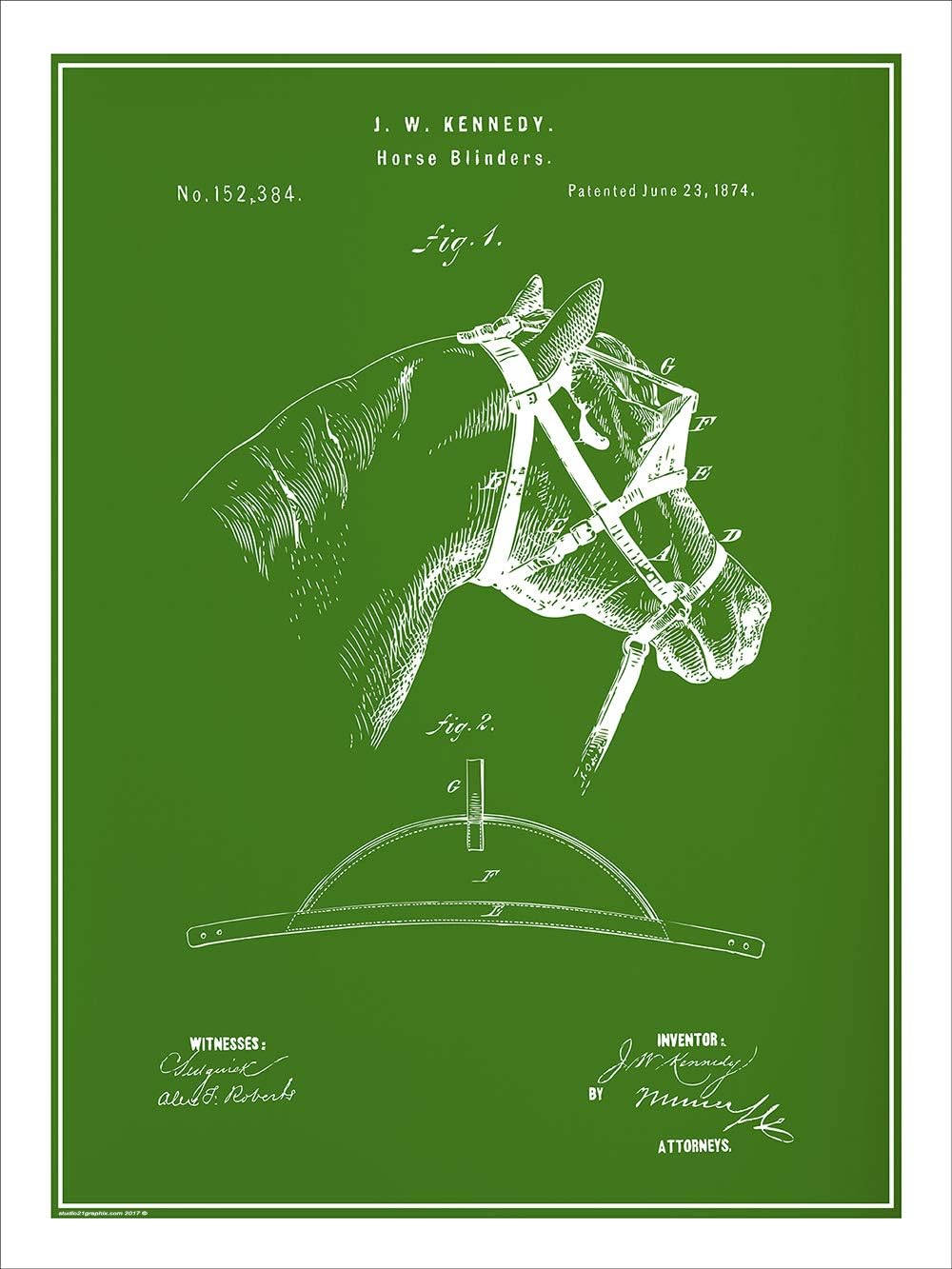 Studio 21 Graphix 1874 Kennedy Horse Blinders Patent Print