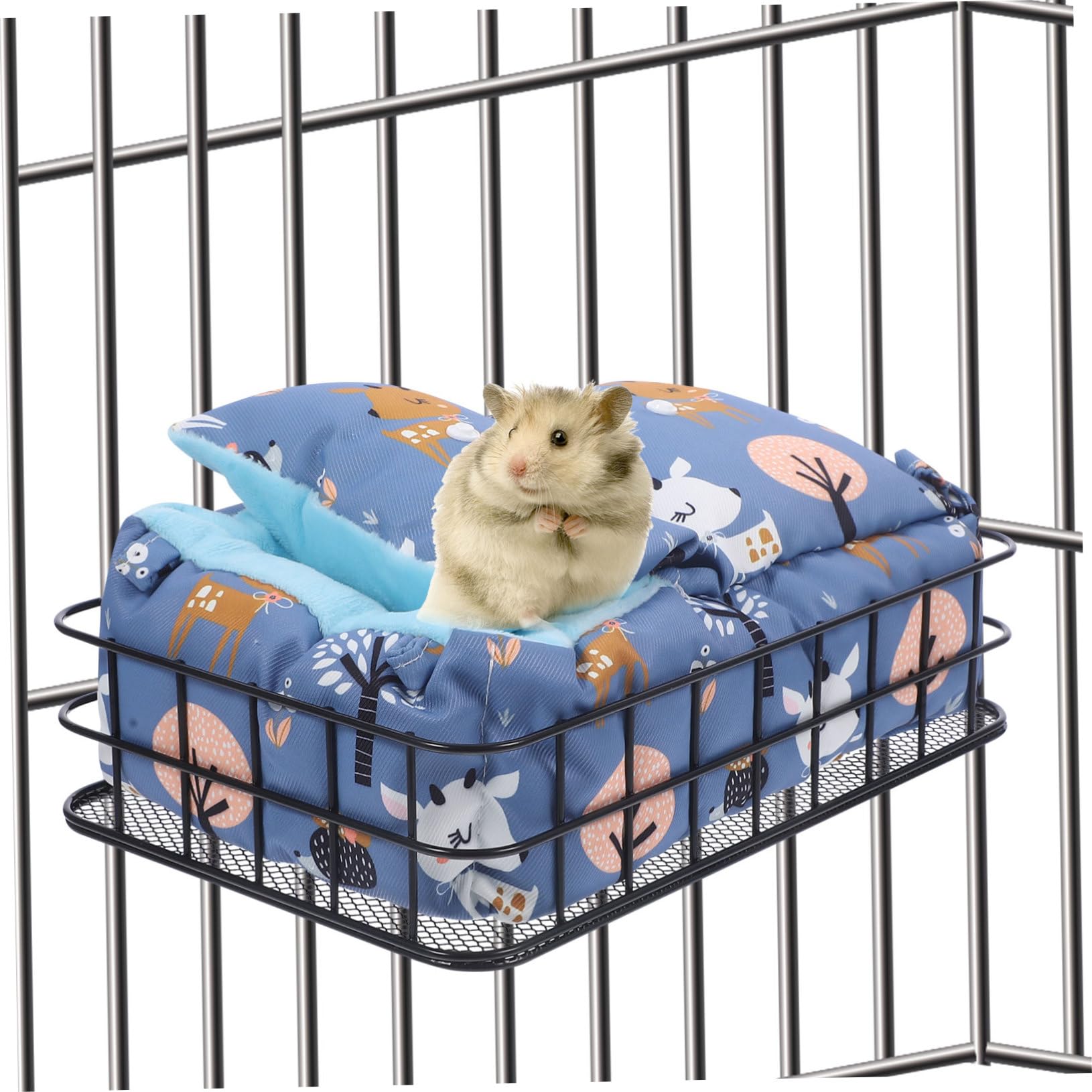 Meerschweinchen Hängematte aus Metall und Baumwolle Blau