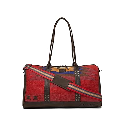 STS Ranchwear Crimson Sun Duffel Handbags Red/Gold/Brown, Full Grain leather/Leather