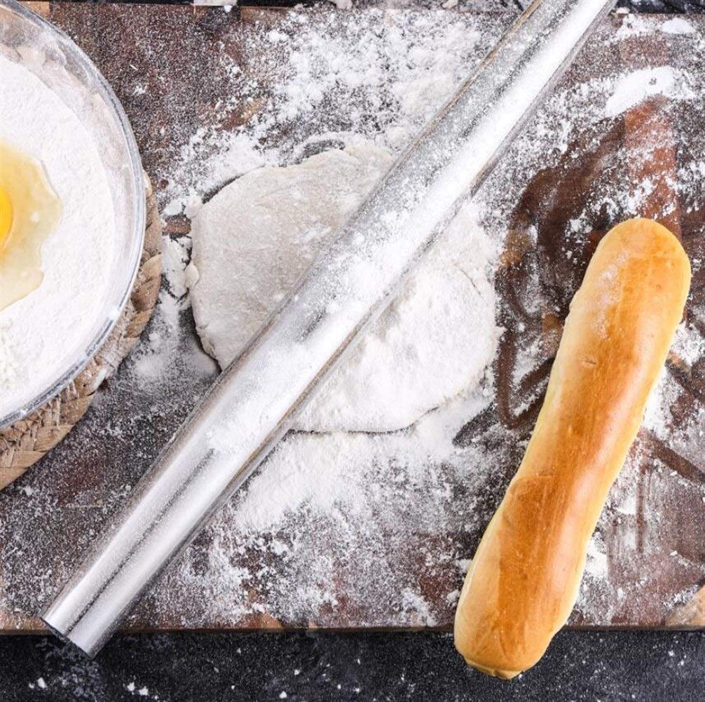13"Pin de Rodadura de Acero Inoxidable Profesional de 13" □ Rodillo de Masa para panaderos Hacer Pizza, Galletas, pastelería, Pasta, Masa de albóndigas