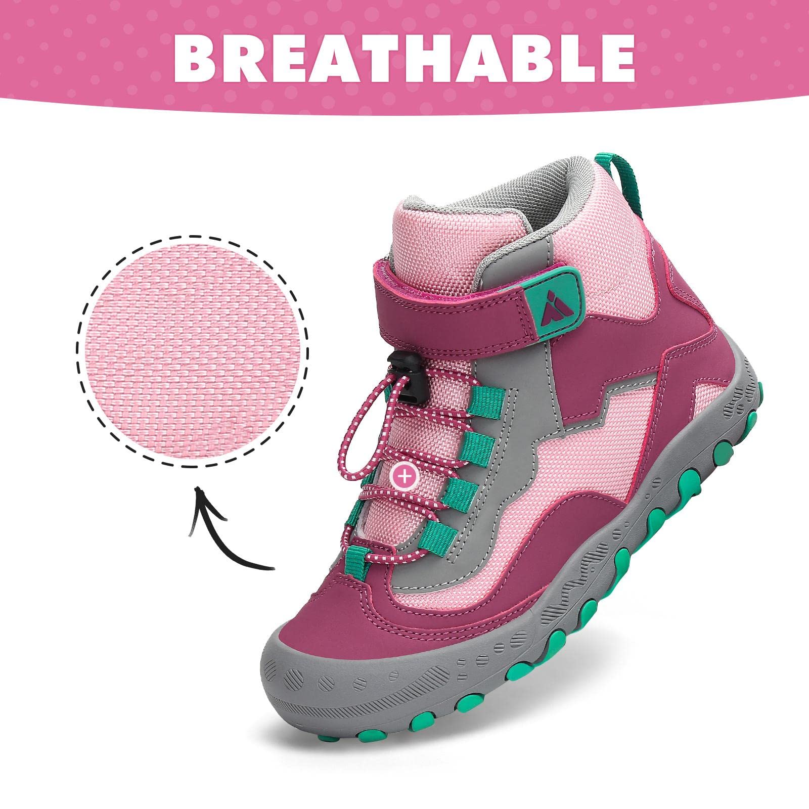 Mishansha Botas de Senderismo Niño Niña Zapatos de Trekking Antideslizante Ligero Zapatillas de Montaña Cómodos Exterior, Rosa Rubor 37 EU