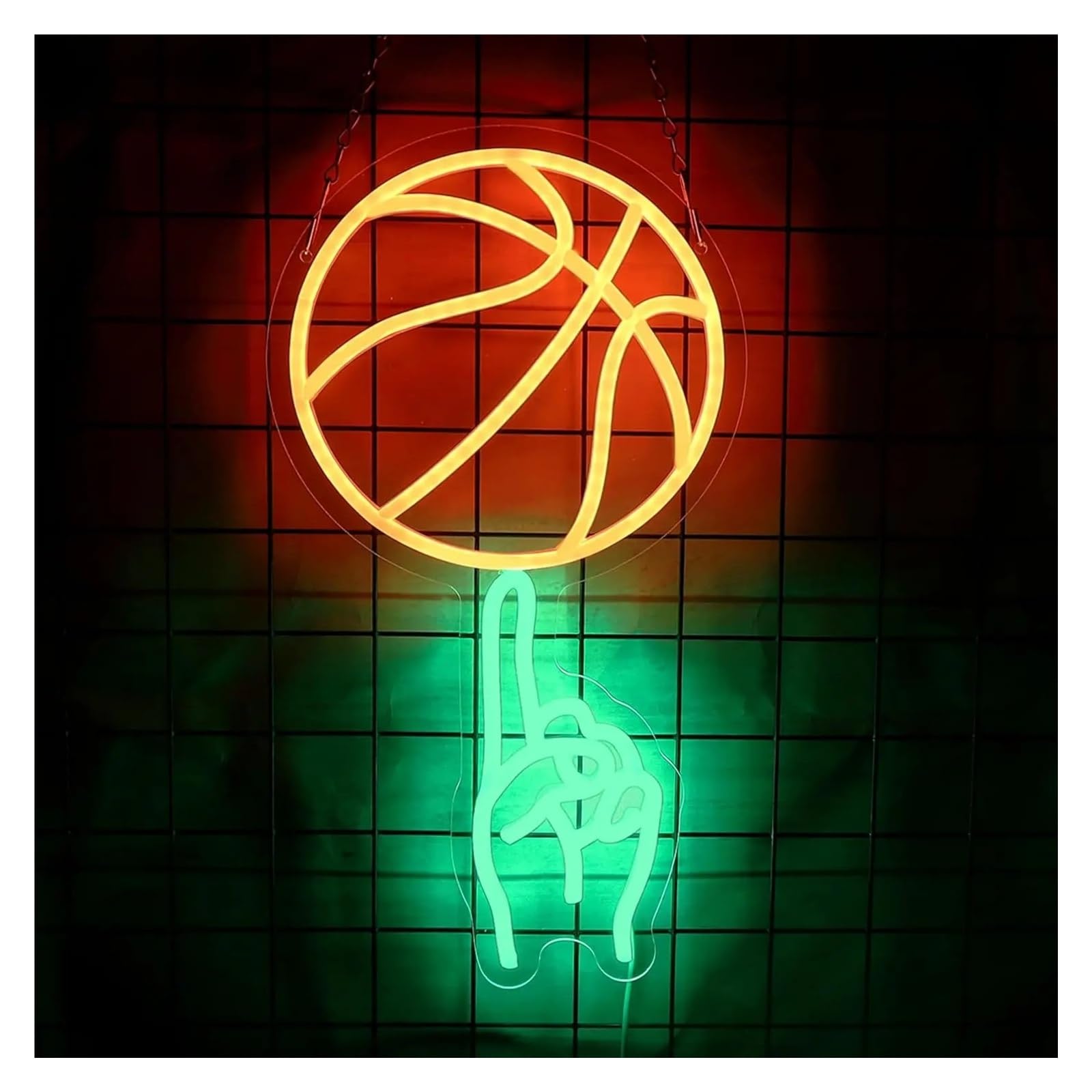 RONGCH Hanging Art Neon Signs Basketball Neon Sign for Sports Bar Bedroom Man Cave Wall Art Decor Birthday 42x23cm
