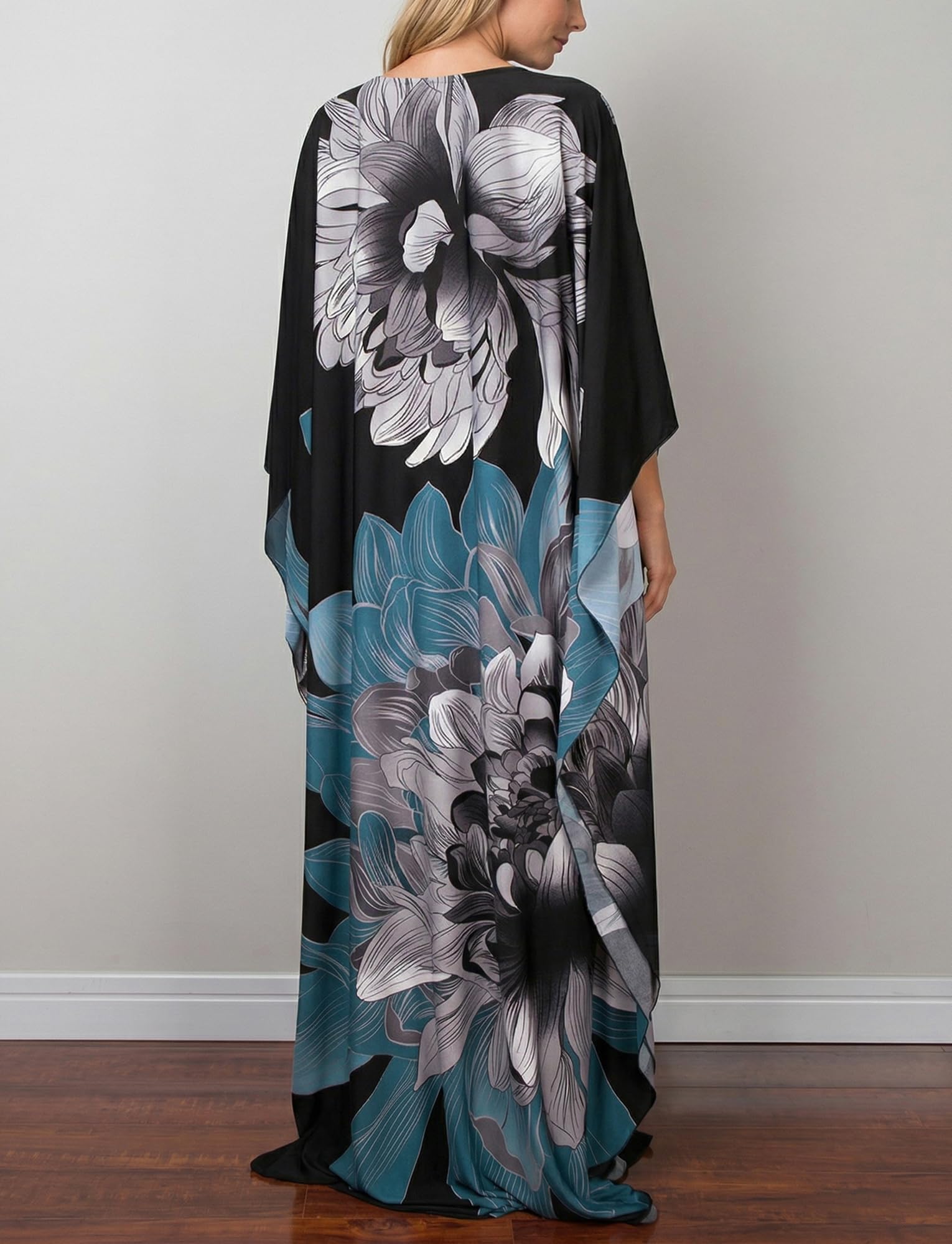 AIEOE Maillot de Bain Kimono Boho Femme Maxi Été Manteau de Plage Floral Décontracté Plus Tailles Robe Couleur 03