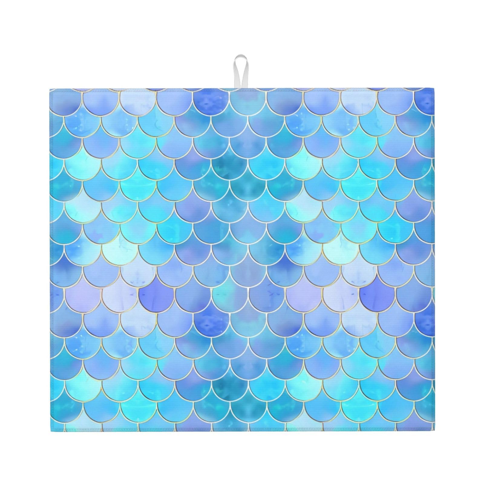 Yyhwhjde Black Gold Mermaid Scale Prints Kitchen Drying Mat – Absorbent Dish Throw For Countertop, Non-Slip Layer With Vibrant Prints, Ideal For Housewarming