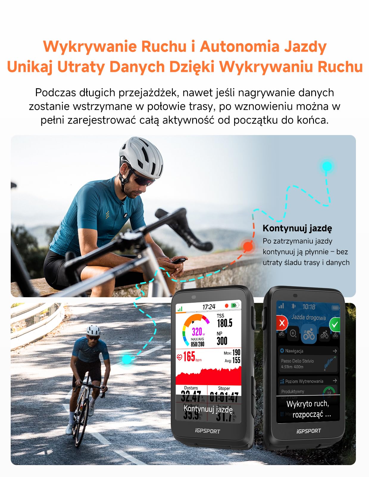 iGPSPORT BiNavi Licznik Rowerowy GPS, Nawigacja Jednym Przyciskiem, Funkcja Analizy Treningu, iClimb Pro, Ekran Dotykowy 3,5 Cala, Sterowanie Muzyką i Kamerą Sportową, 35 Godzin Pracy,czarny