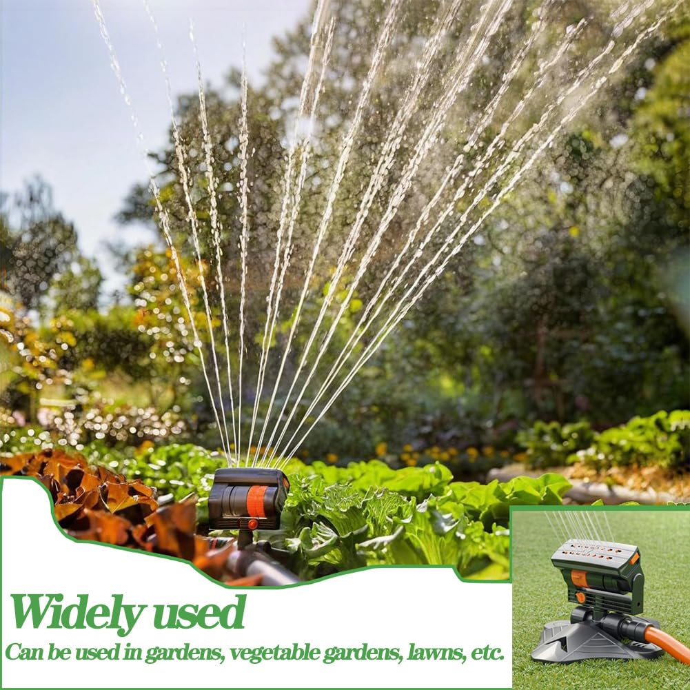Arroseur Oscillant 16 Buses,Arroseur de Jardin Automatique à Gazon à Grande Base avec Raccord Rapide,Largeur,Portée et Débit Réglables,Arroseur carré pour l'irrigation,Système d'irrigation