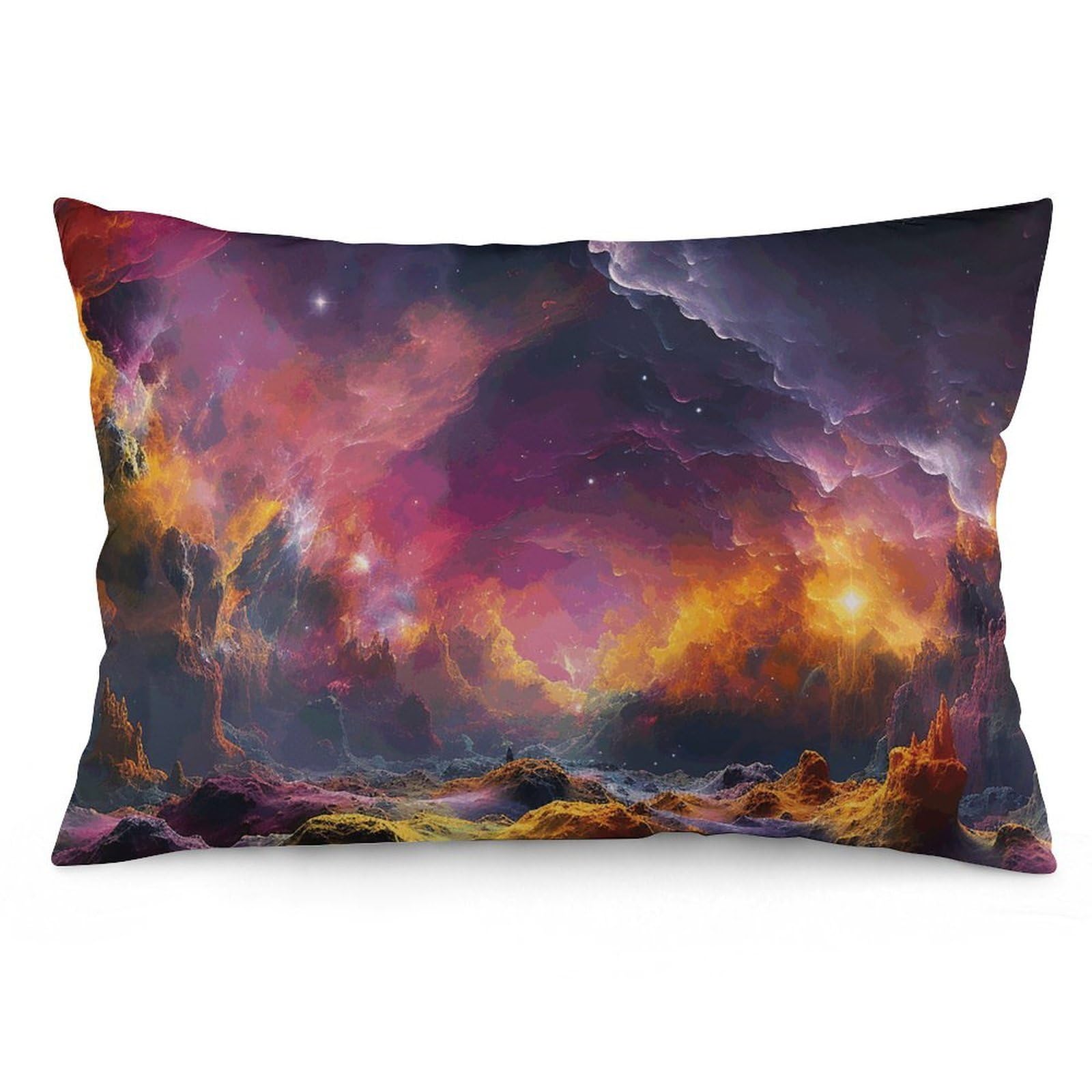 2 Pack Pillow Cases for Hair and Skin, Soft Breathable Pillow Case Covers with Hidden Zipper, Colorful Outer Space Pillowcase 12 "x20 Pillow Covers for Sleeping Gift