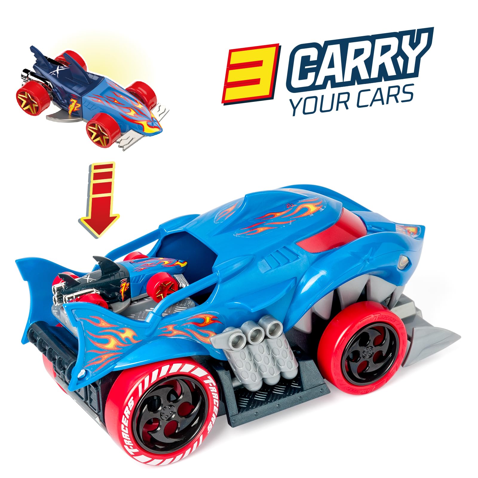 T- Racers Mix 'N Race Squad Launcher Shark – Truck Shark, który przekształca się w wyrzutnię. Zawiera 2 ekskluzywne pojazdy, strefę uruchamiania pojazdów i strefę transportu 2 pojazdów