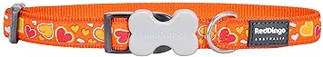 Red Dingo Breezy Love Orange Dog Collar, Medium/Large/20mm