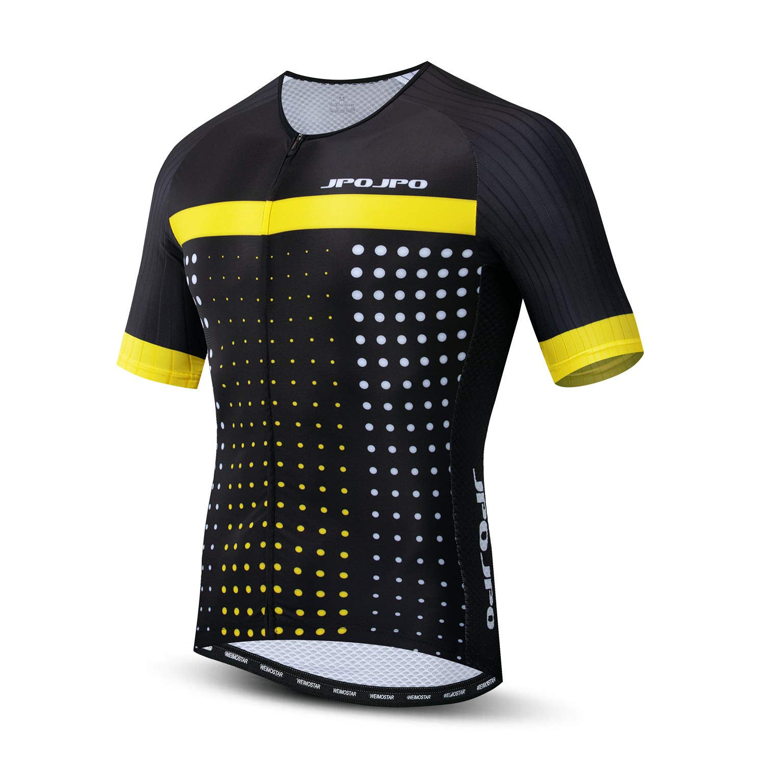 Weimostar Men's Cycling Jersey Short Sleeve Bicycle Clothing MTB Bike Shirt Tops Reflective with 4 Rear Pockets Black Yellow Size XL