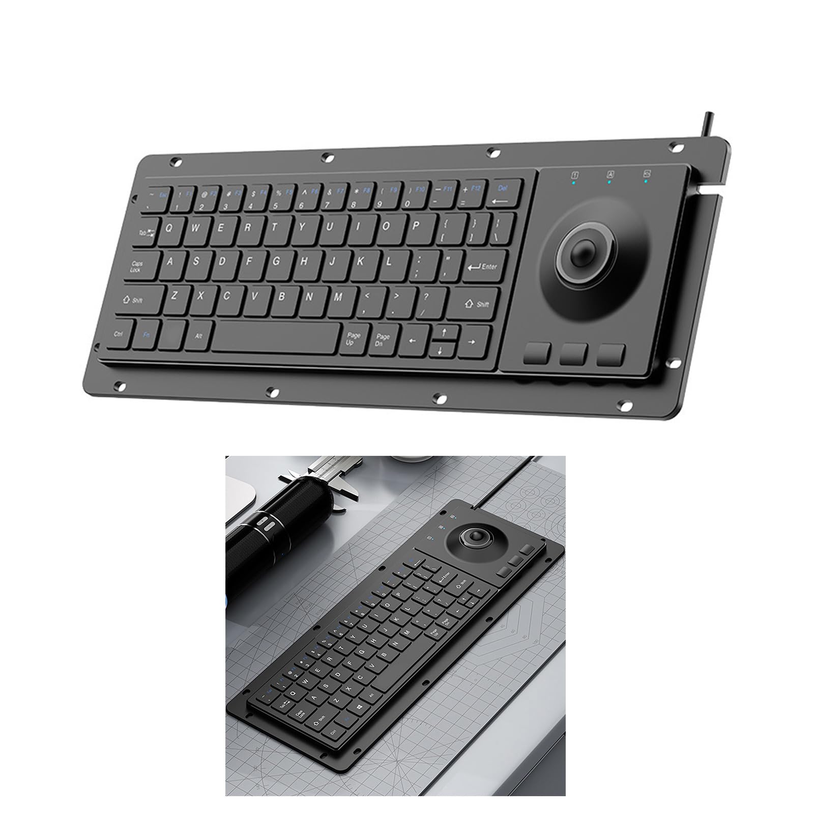 Tastiera meccanica a 64 tasti con connessione a cavo USB trackball per sistemi di controllo industriali Tastiera industriale interconnessa USB