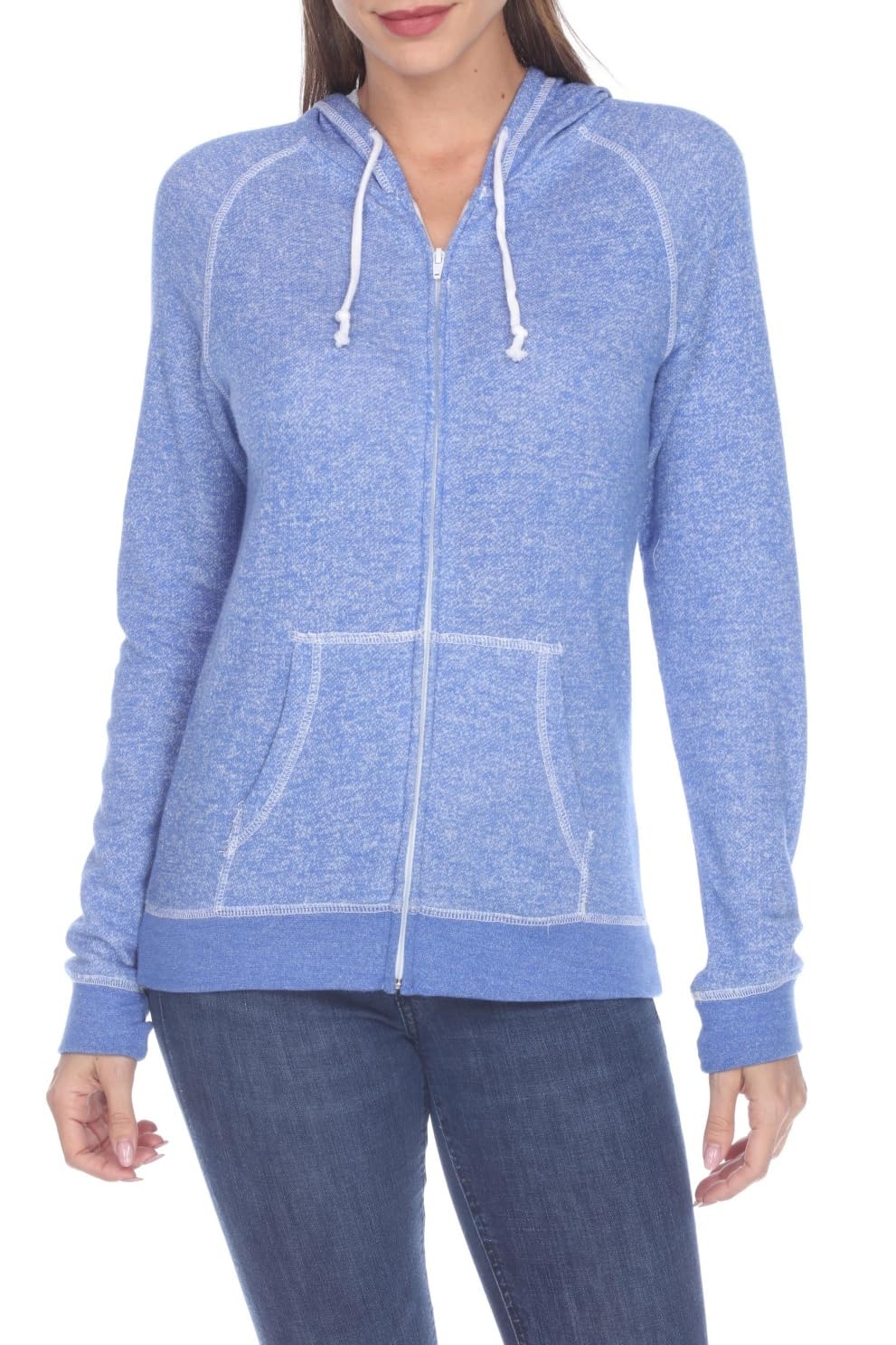 Pimatee long Sleeve Zip Hoodie Women Cotton Blend Pocket long Sleeve Jacket，Comfortable FrenchTerry Hoodie for Everyday