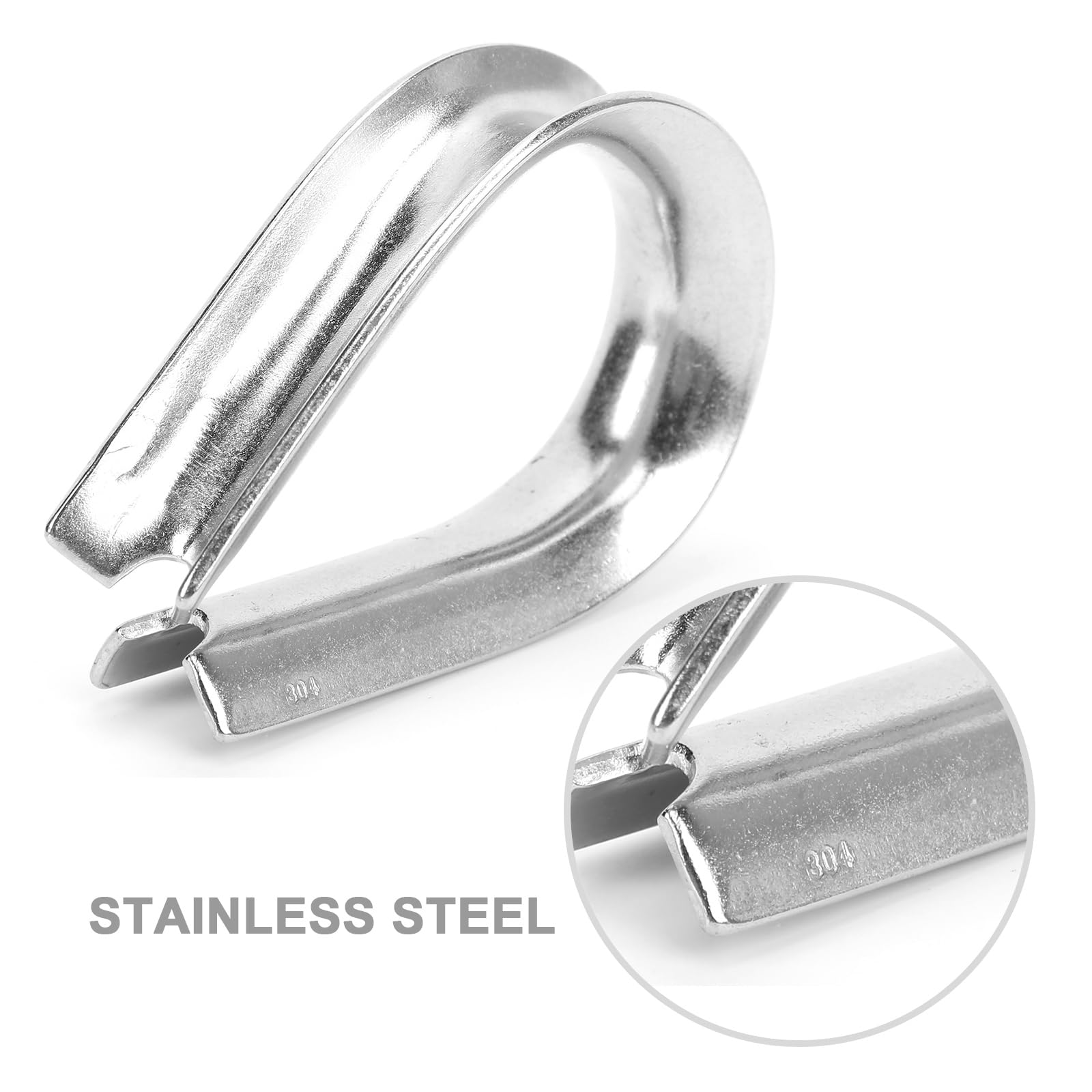 2 Pcs Edelstahl Kausche 18 mm, Rostfreie Marine Drahtseilklemme | Aus Edelstahl Drahtseile Kauschen, Leichte Kabelschuh Herzkausche für Bootszubehör, Kabelkauschen