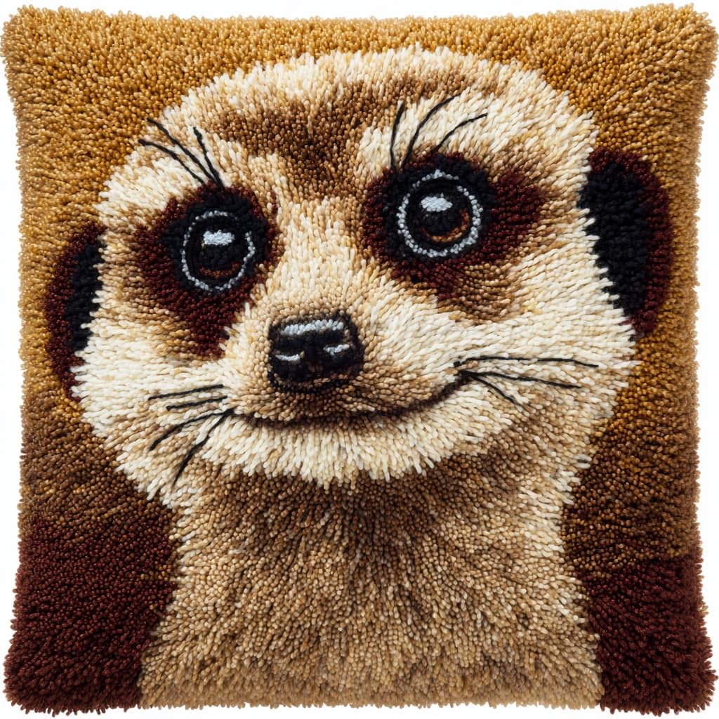 WallustrioaW Latch Hook Cushion Kits for Adults,Meerkats