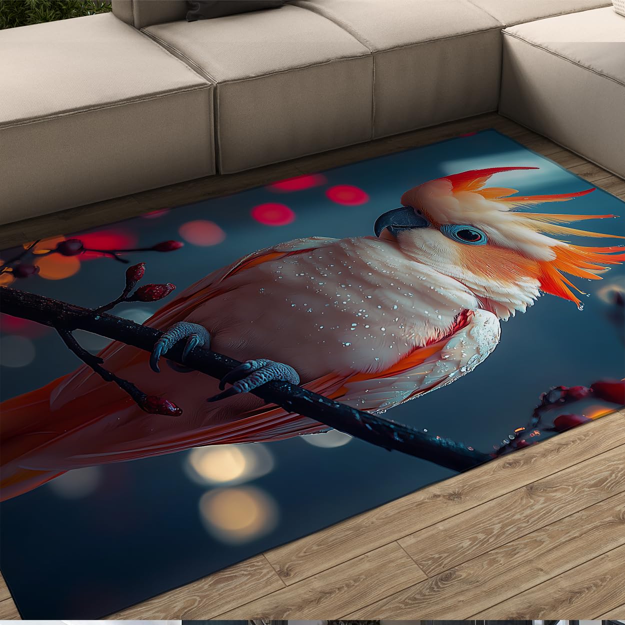 Tapis perroquet lavable 140x180 cm de style exotique pour sol de patio
