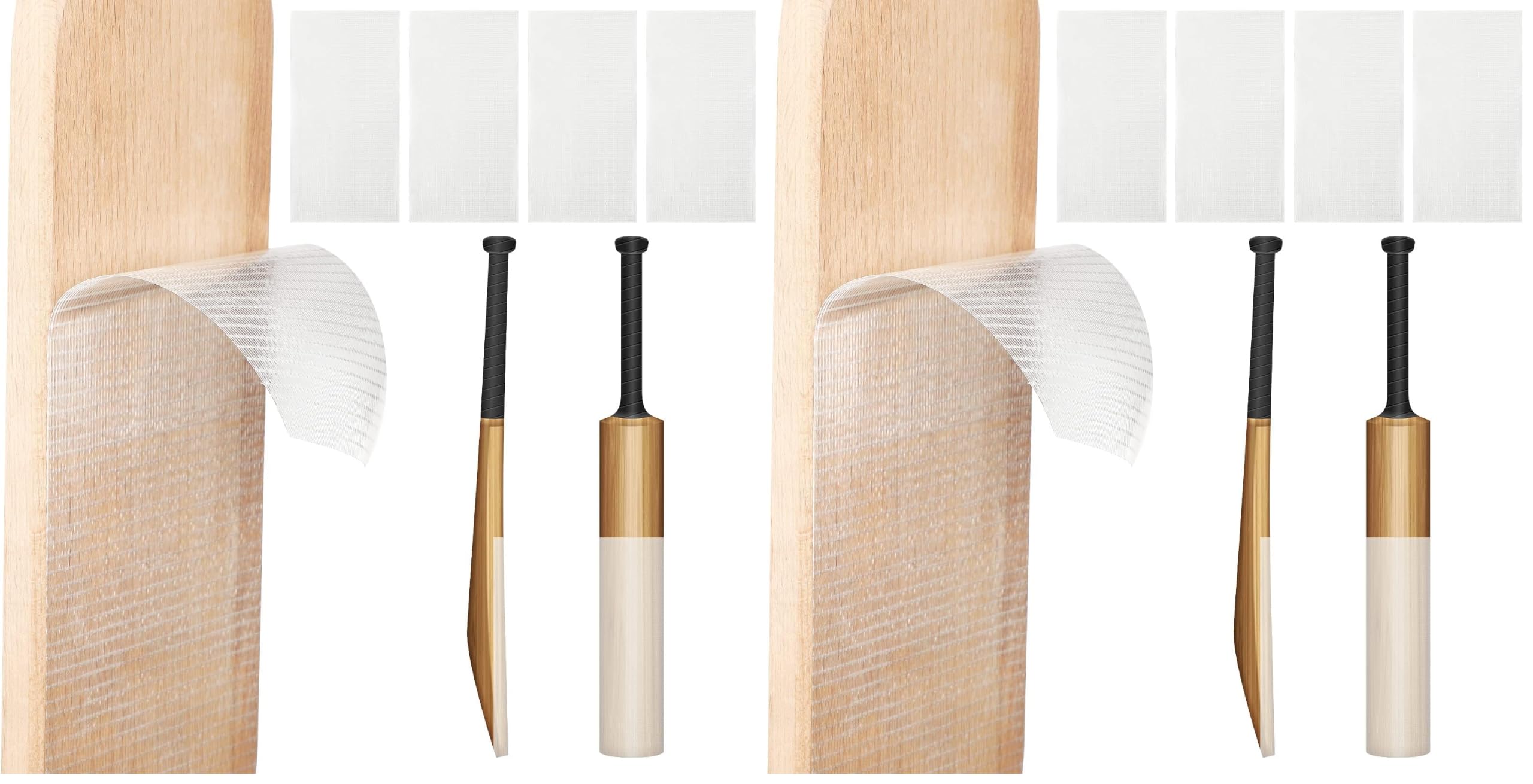 LEIFIDE 4 Pcs Cricket Bat Protection Sheet Cricket Bat Anti Scuff Sheet Tape Transparent and Clear Face Cover High Viscosity Fiberglass 14.96"x6.69"