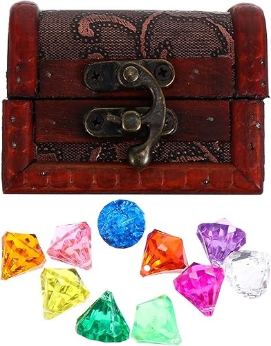Miniatura 1 de balacoo 1 juego de mini cofres del tesoro pirata, caja de almacenamiento de joyas pirata vintage con cerradura y joyas, manualidades para niños,