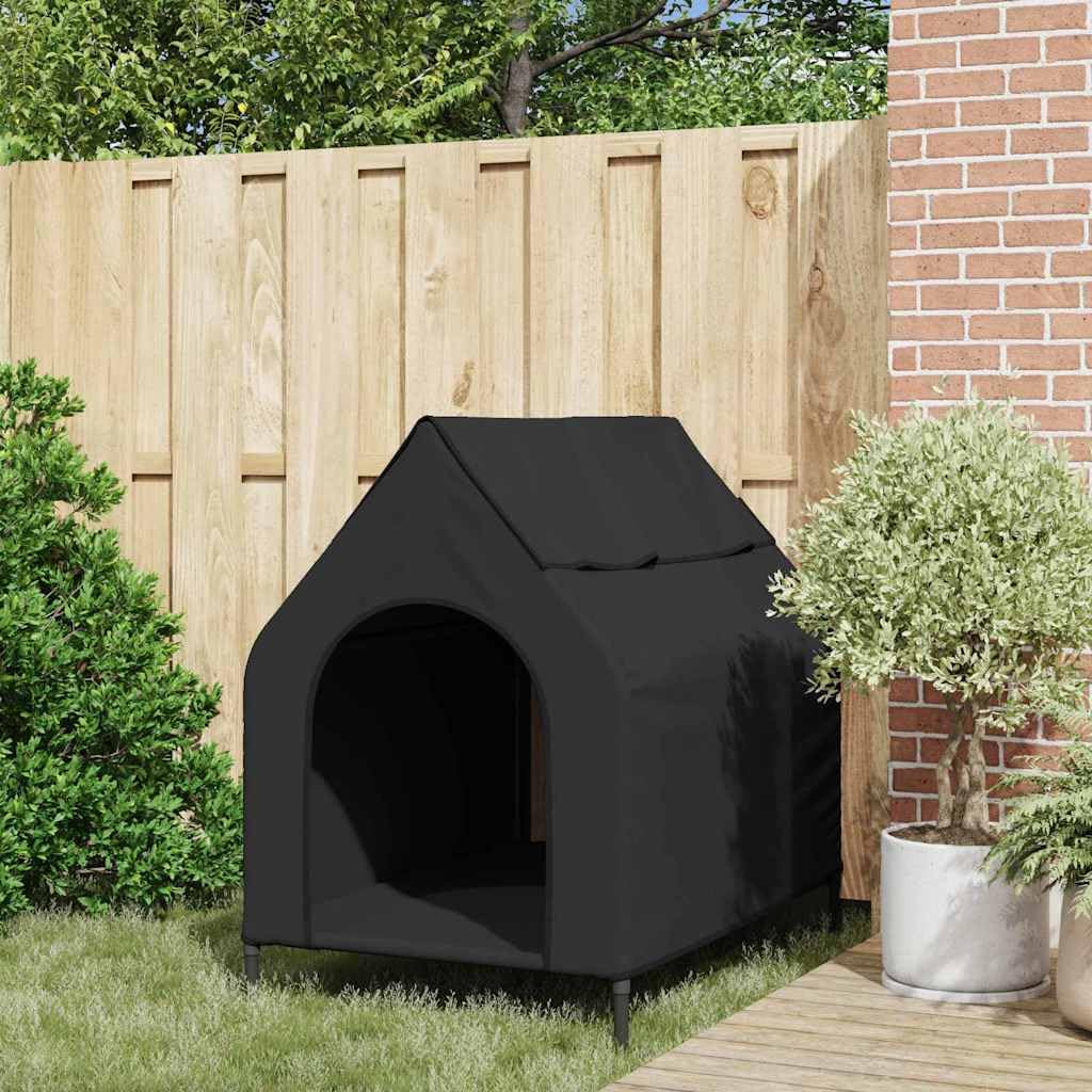 Cuccia pieghevole Oxford per animali domestici, impermeabile, telaio in acciaio, colore nero, 110 x 75 x 90 cm, resistente alle intemperie, con finestre in rete e coperture avvolgibili, per interni ed