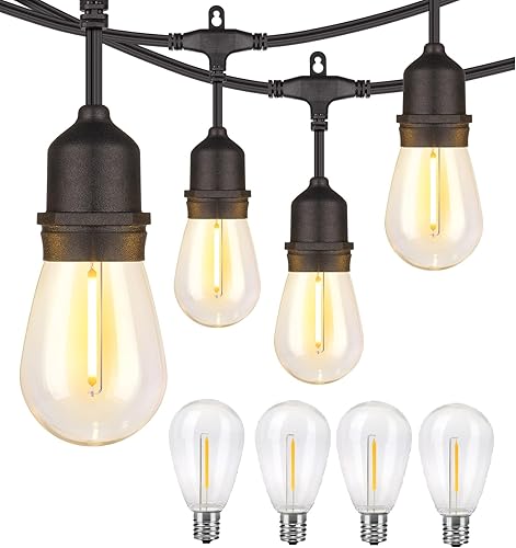 Mlambert Paquete de luces LED de 96 pies para exteriores con 4 bombillas LED de repuesto de plástico