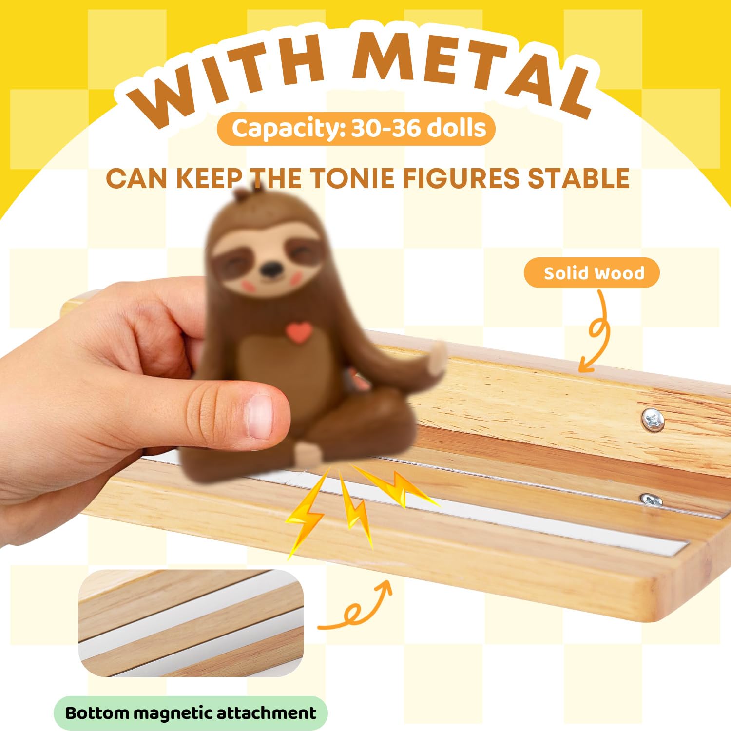 FURAOMEILI for Tonies Figures for Tonies Storage,for Toniebox Starter Shelf,Magnetic Wooden Floating Shelves Compatible with for Tonie Box Player Character for Children Room(Nature Wood) - Image 4