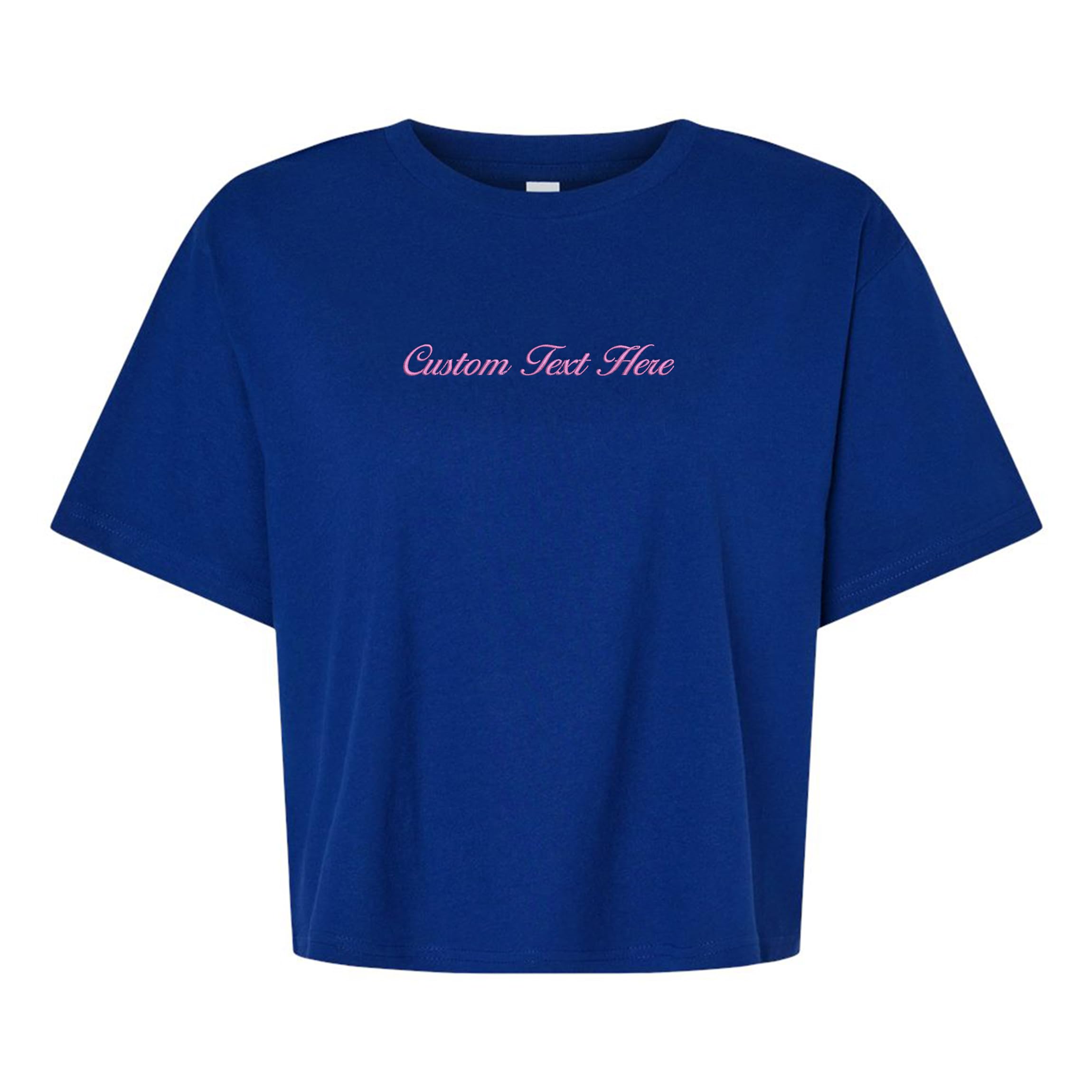 Custom Text Women's Crop Top Casual Cropped Boxy Tee Relaxed Fit T-Shirt Summer Sleeveles…