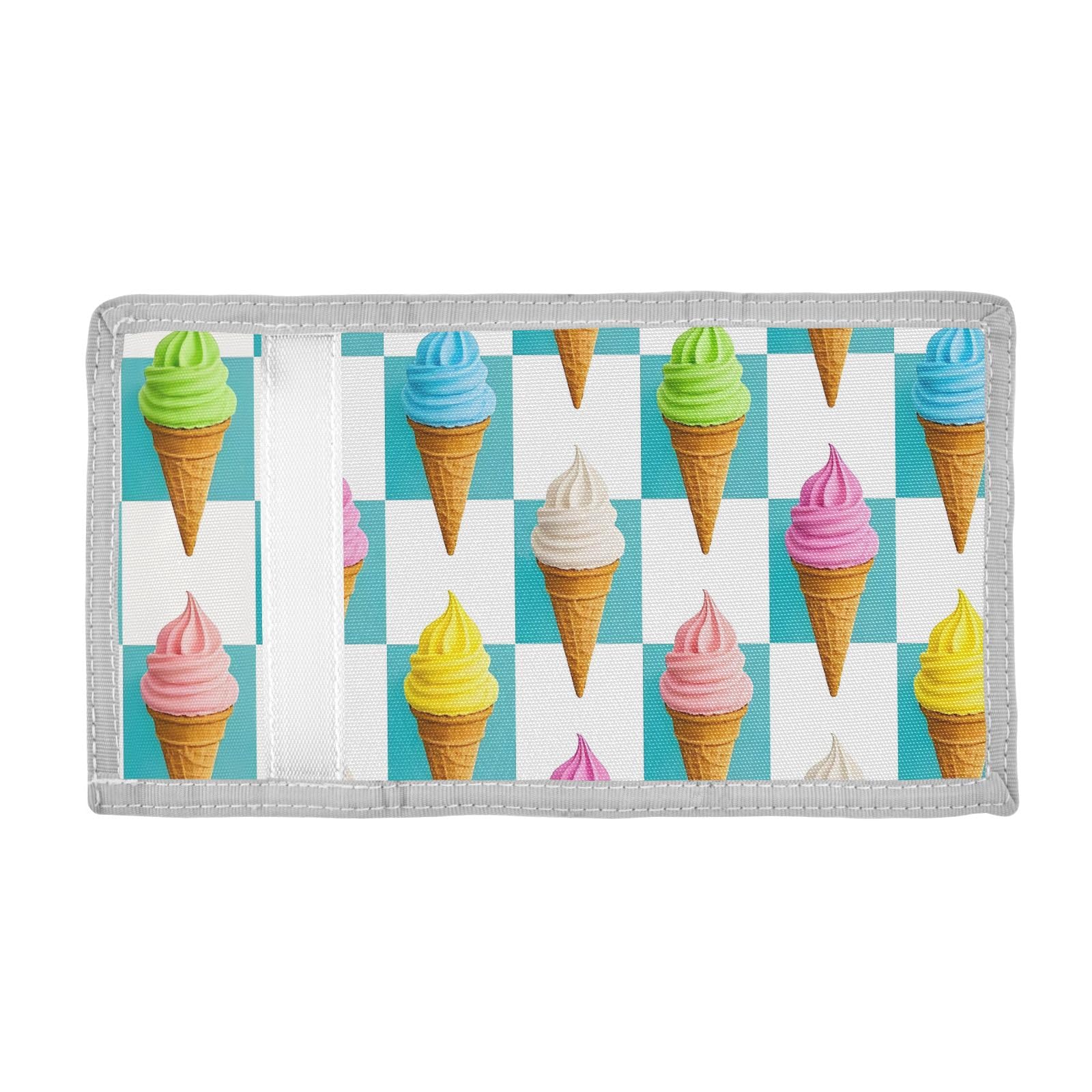 ALAZA Kids Wallets for Boys Girls Toddler Trifold Wallet Children Small Ice Cream Cone Plaid with Zipper Coin Pocket