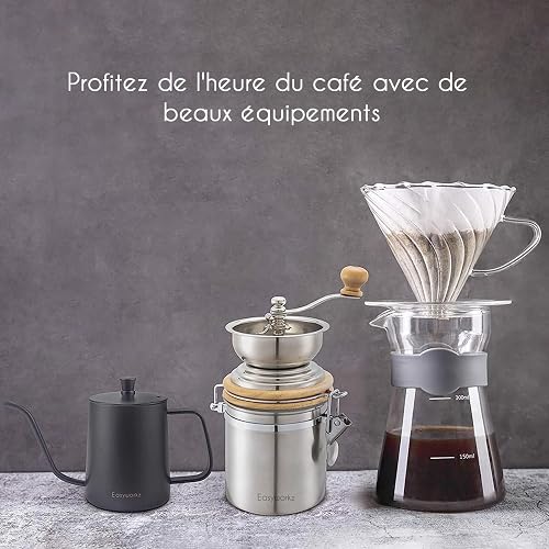 Easyworkz Gage Bouilloire à col de cygne en acier inoxydable avec bec long et étroit 350 ml,Noir - 7