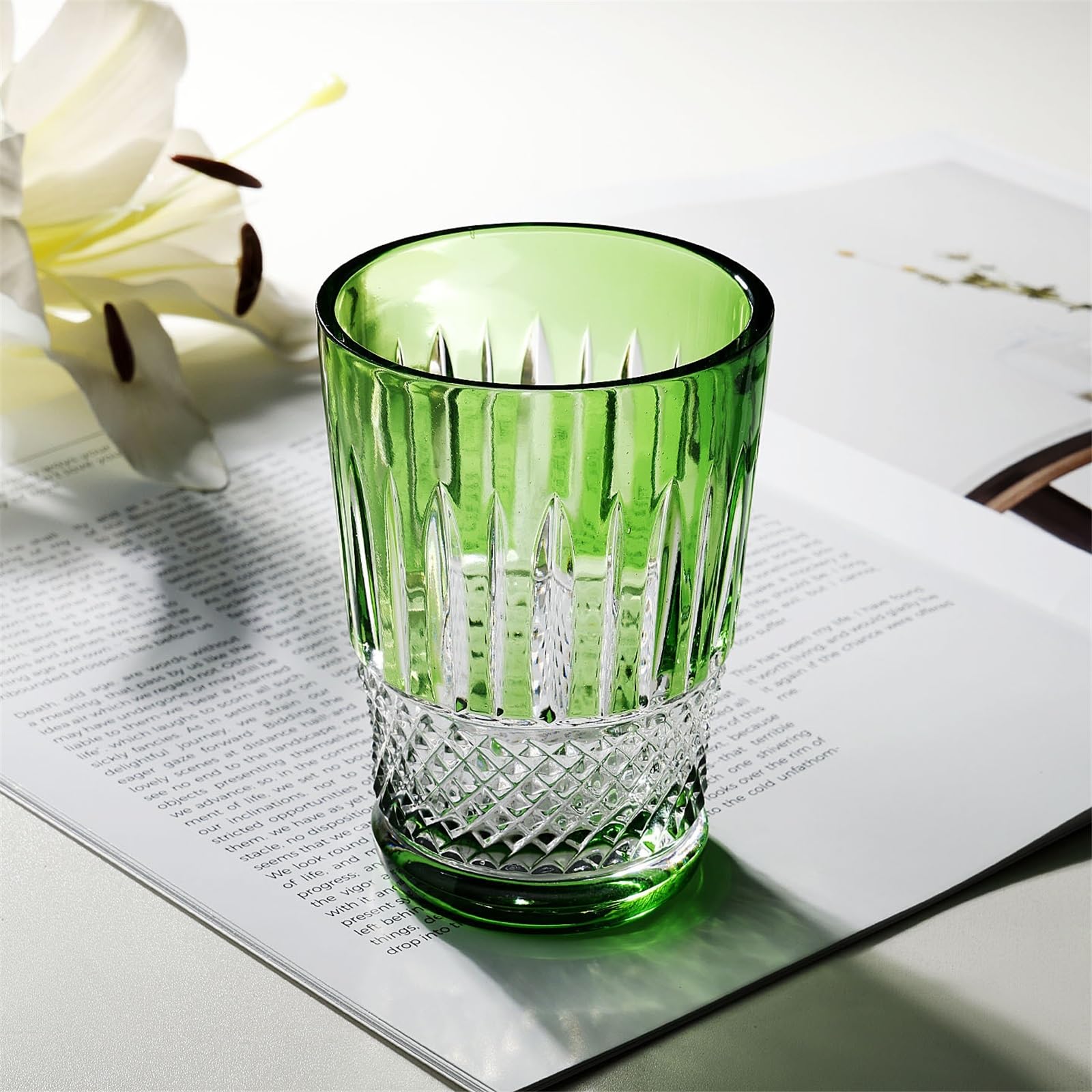 Szklanki do wody Zielone szklanki do picia, wykwintne, wytłoczone diamentami szklanki do wody, soków, napojów i piwa, 300 ml do kuchni domowej