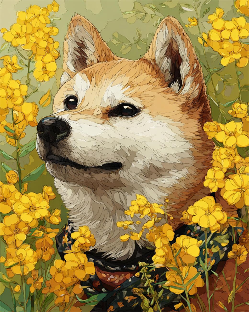 AYAOYANGGO Animal DIY Cross Stitch Kit with Beads Dogs and Flowers Bead Embroidery Kit for Adults Needlepoint Tapestry Set Beaded Stitching 50x60cm