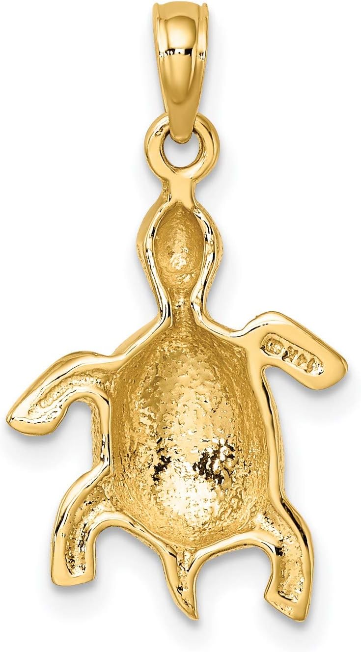 14k Yellow Gold Sea Turtle Pendant for Women or Unisex Wear, Detailed Marine Animal Charm Necklace, Nature Inspired Ocean Jewelry, Symbolic Piece for Wisdom, Protection, and Longevity 17 mm x 13 mm - Image 4