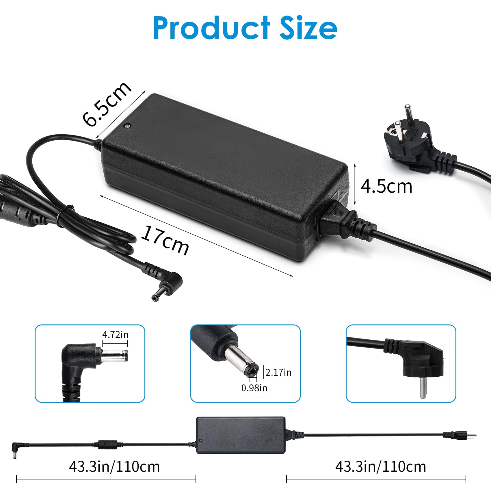 24V 8A Netzteil Adapter, Universal netzteil AC 100-240V bis DC 24 Volt 8 Amp Stromversorgung für LED Streifen,TVs DVD LCD Monitor Funkgerät Kamera,Haushaltsgerät - Euro Stecker 5,5 * 2,5/2,1mm