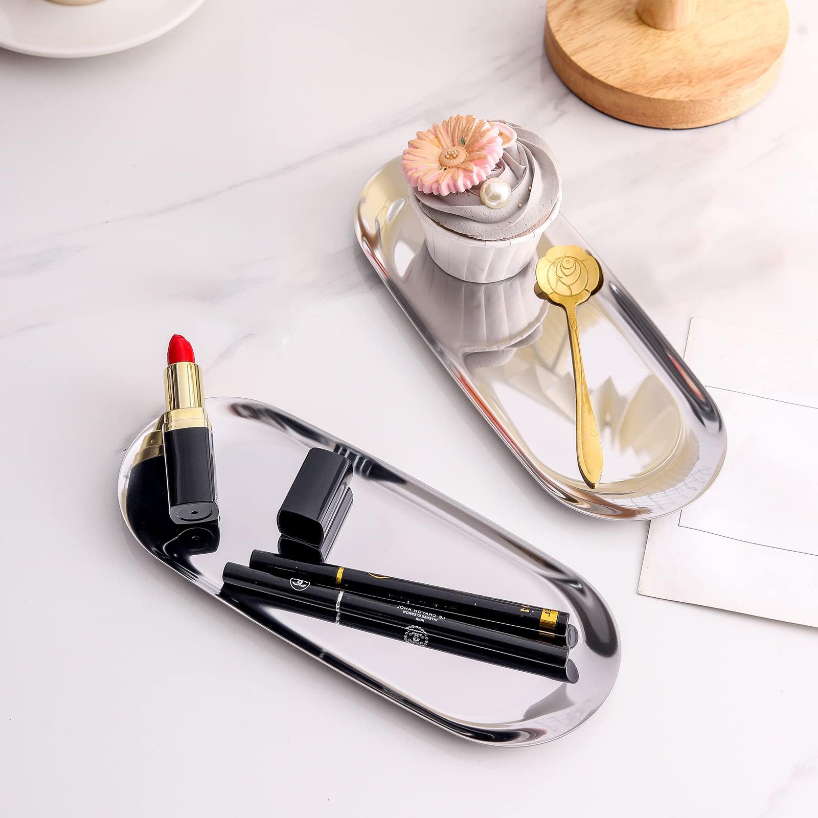 Set 3 Vassoi Ovali In Acciaio Inox - Per Servire Frutta, Snack, Caramelle, Design Moderno E Lucido - Foto 6