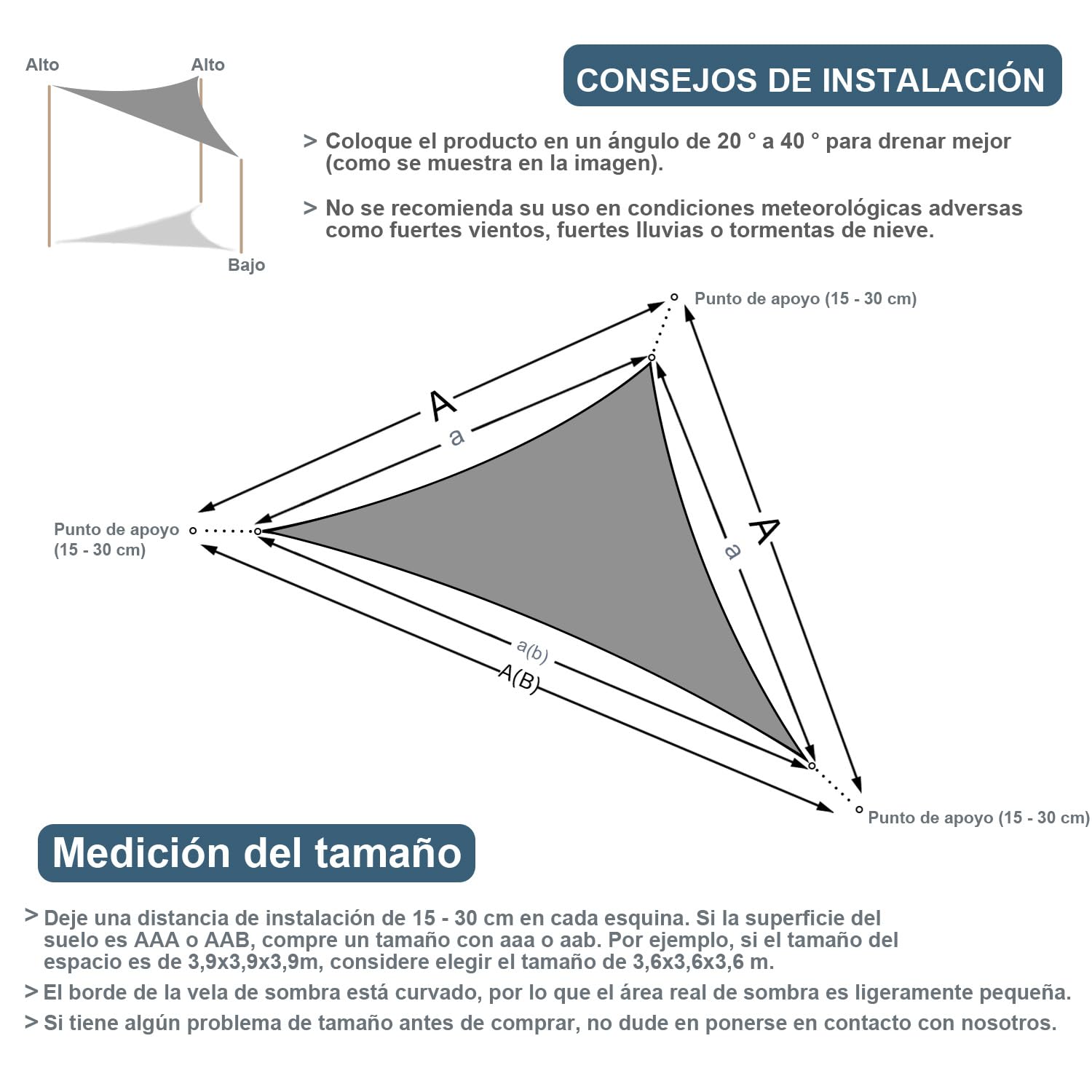 Cool Area Toldo Vela de Sombra Impermeable Rectangular 3x5m Protección UV PES Toldos para Patio Exterior Jardín Terraza-Arena — view 24