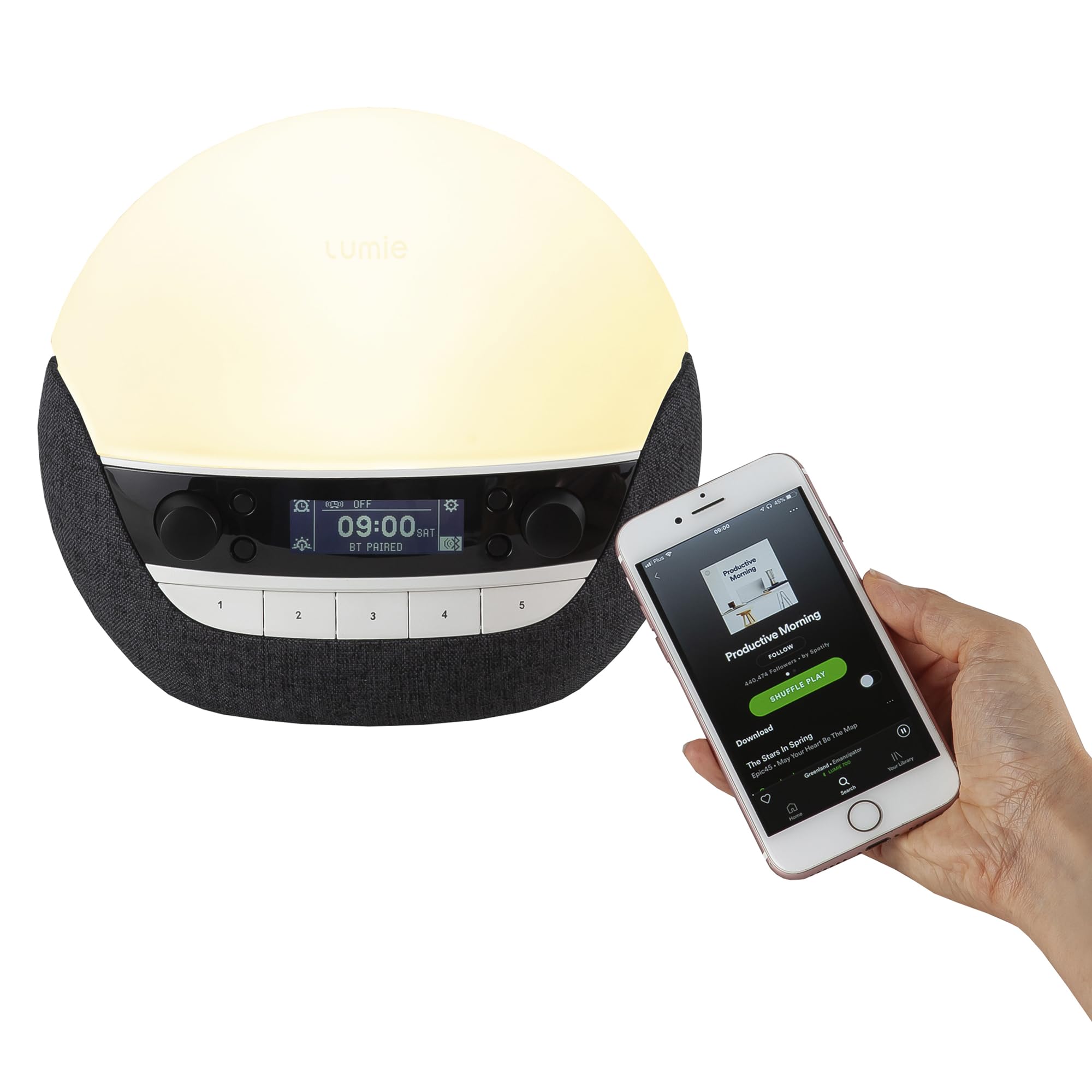 Lumie Bodyclock Luxe 750DAB - Réveil lumineux avec radio DAB, enceintes Bluetooth, lumière faible en bleu pour le sommeil