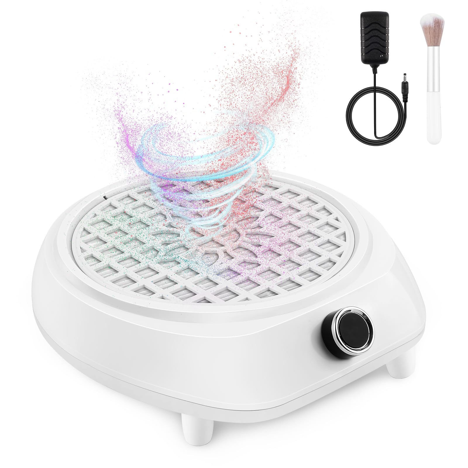 CORESLUX Nail Dust Collector, Upgrade Low Noise Nail Dust Machine, 130W Powerful Suction, Professional Dust Extractor with Reusable Filter, Dust Collector Nail Salon for Nail Studio & Home