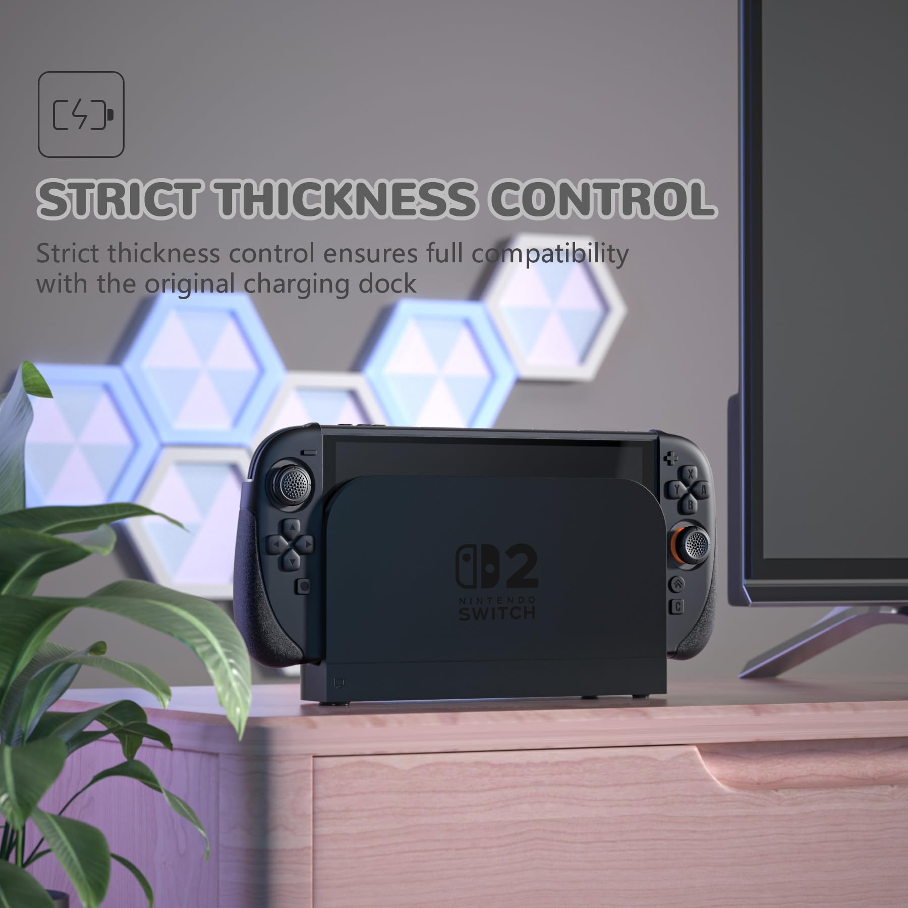 PlayVital Funda Protectora para Nintendo Switch 2 (2025) - Agarre de Silicona con Carcasa Trasera de PC, Protector con Soporte Plegable y Tapas para Joysticks - Serie Ranger (Negro)