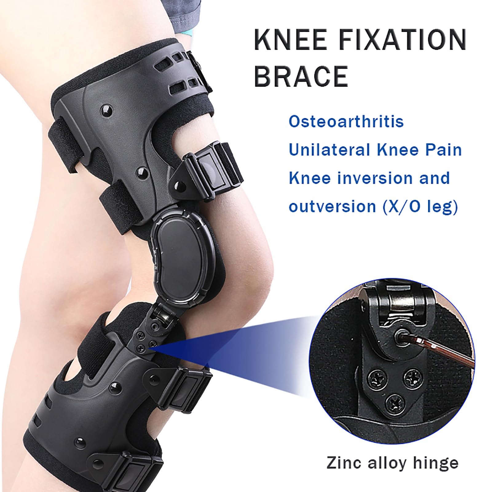 Soporte De Rodilla, Rodillera para Artrosis, Rodillera Unilateral Ajustable, Inmovilizador Y Estabilizador De Rodilla para Valgo Y Valgo De Rodilla, Desgarro De Menisco Y,Right