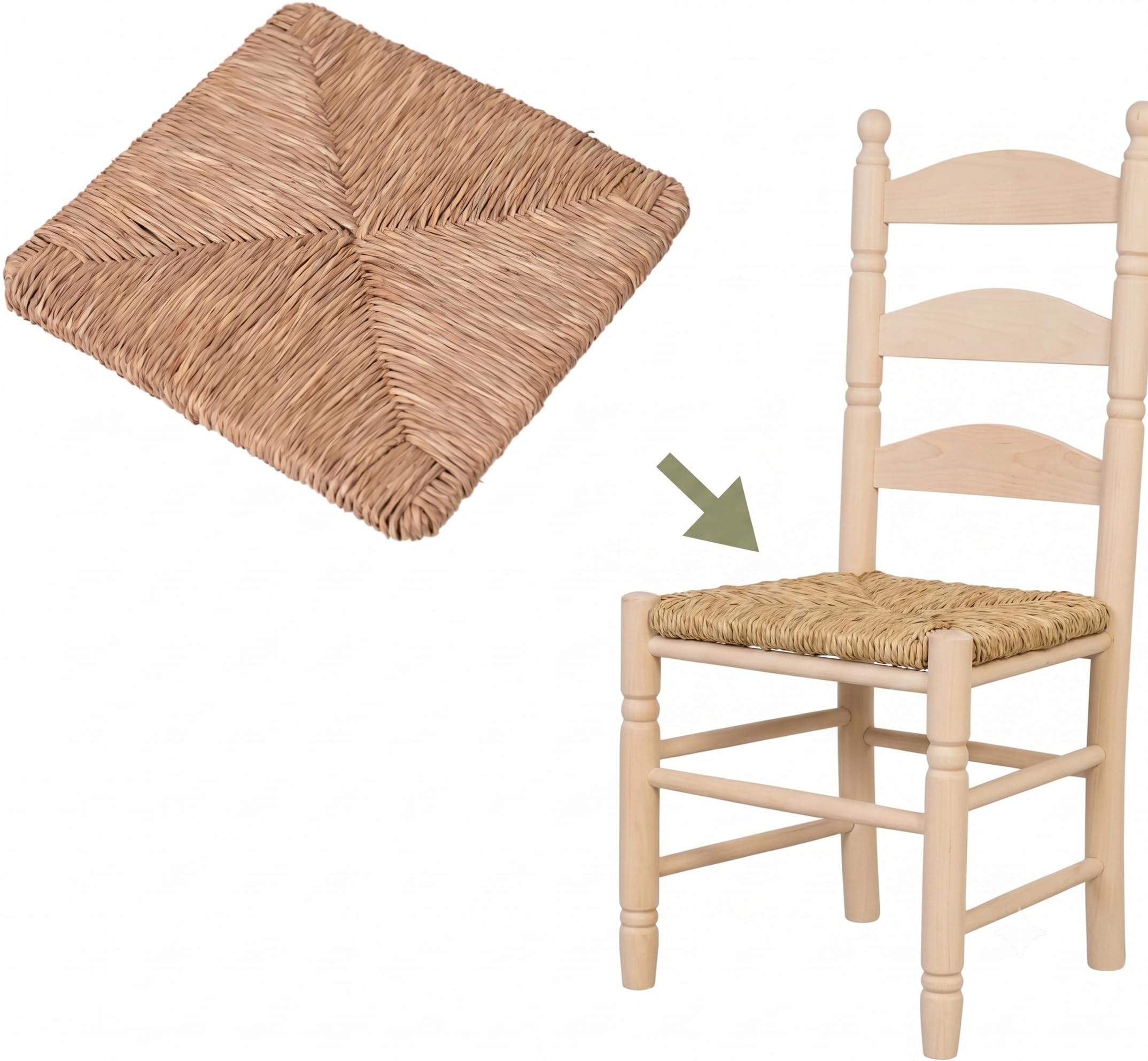 APARICI Cesteria Recambio de Asiento Enea Natural con Estructura Resistente de Madera. Ideal para sillas Tradicionales. Asientos de Paja duraderos y fáciles de Instalar. (35x35)