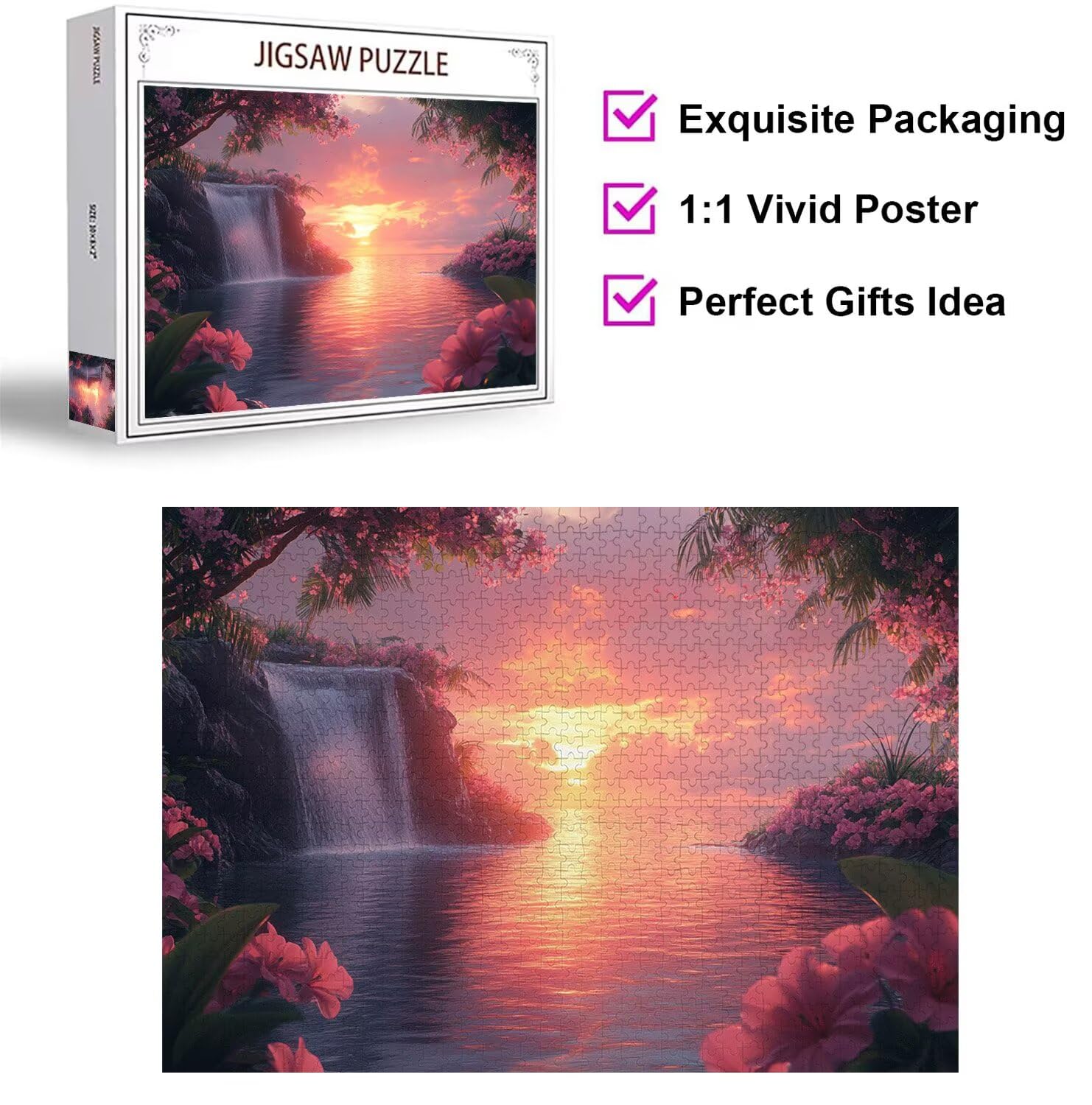 Puzzle 3000 Pièces Coucher de Soleil Puzzles Classiques Cascade n-450