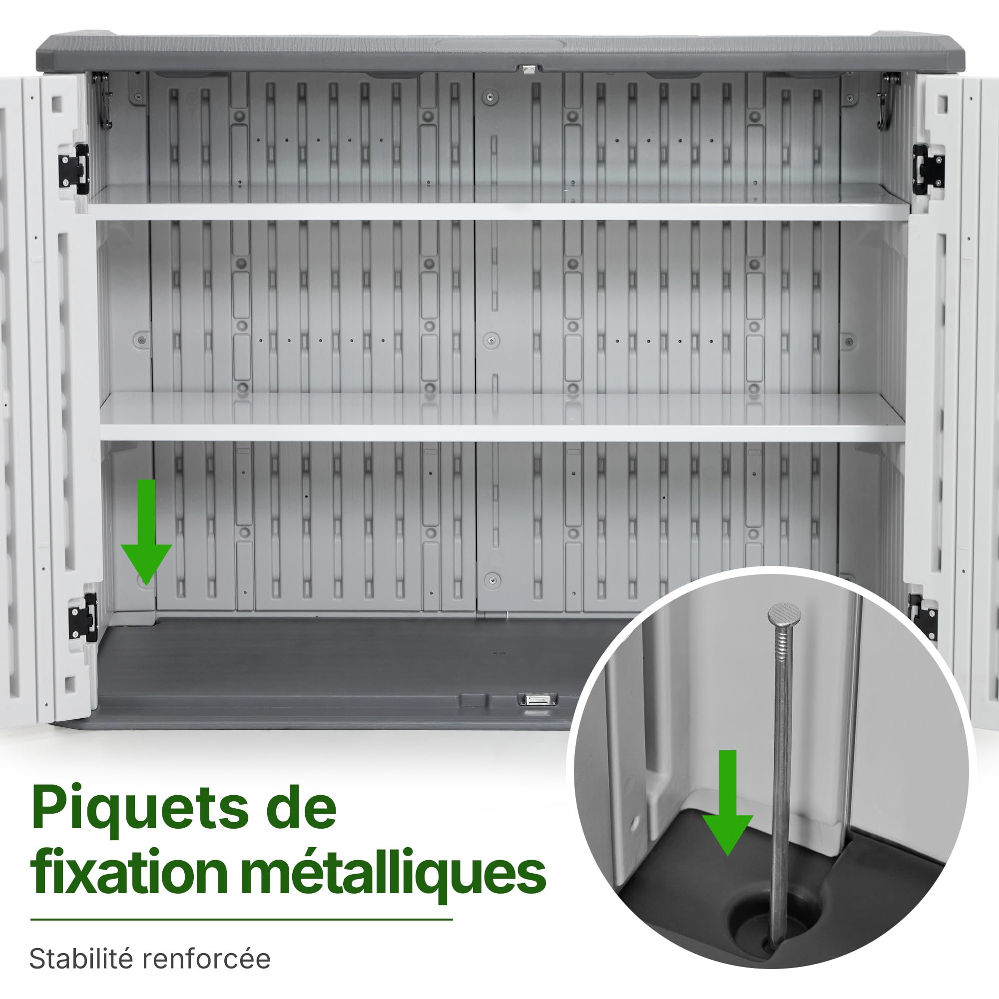 M MACROUT Coffre de Jardin Rangement Extérieur Étanche 700 L avec Étagères