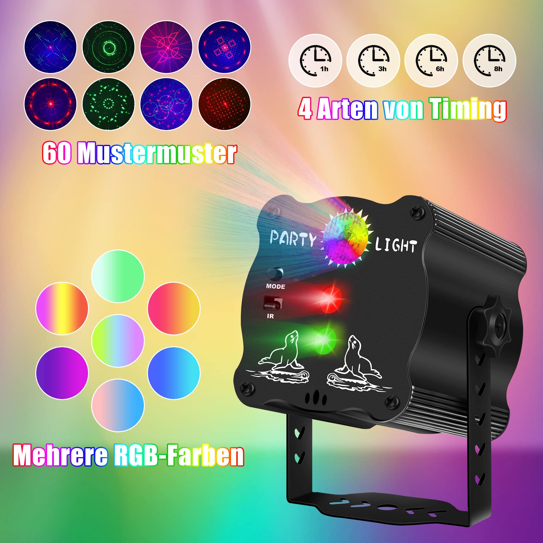 Bola de discoteca LED controlada por música, con mando a distancia, bola de discoteca con cable USB, función de temporización, luces RGB para fiestas