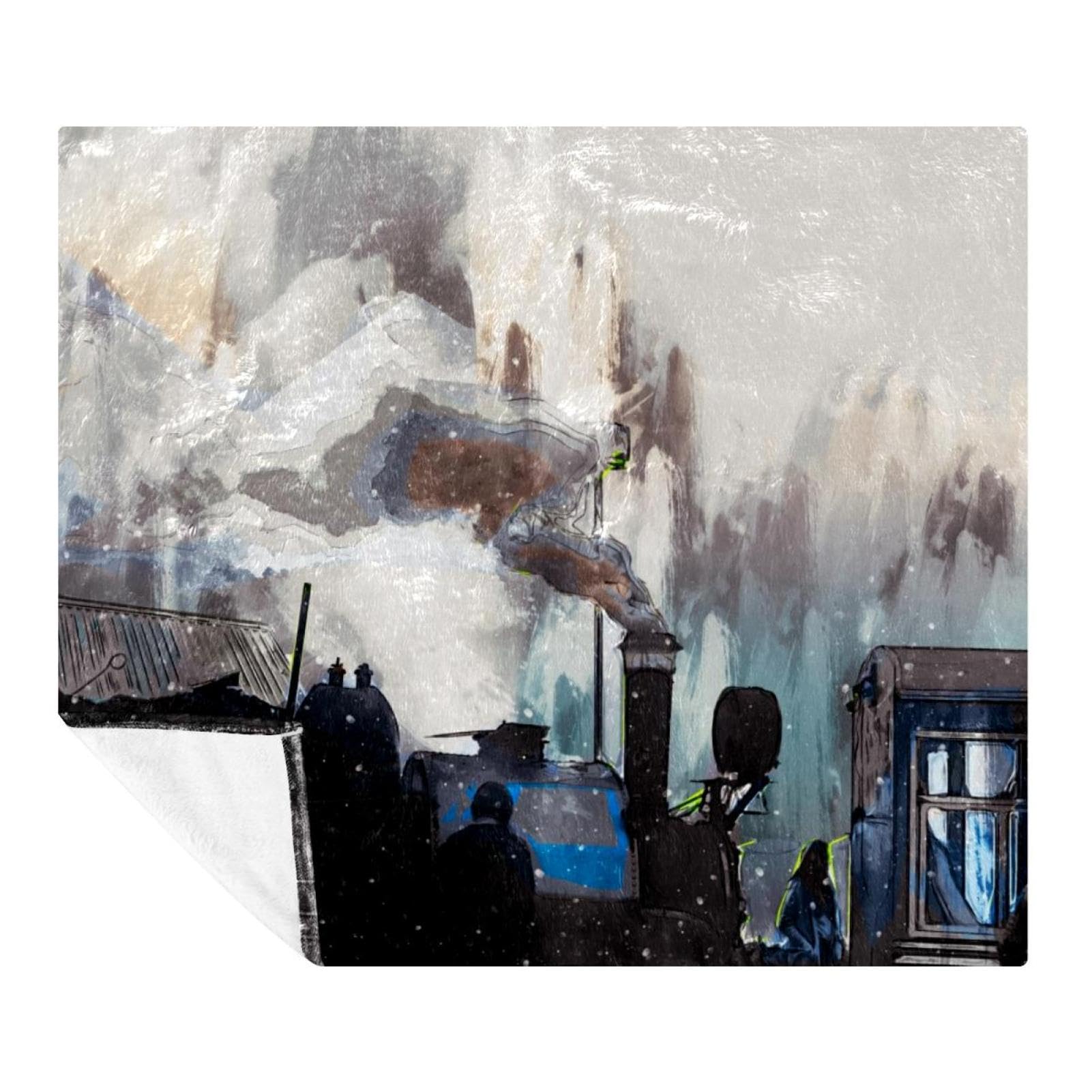 Couverture polaire train vintage 150x200 douce pour lit et canapé