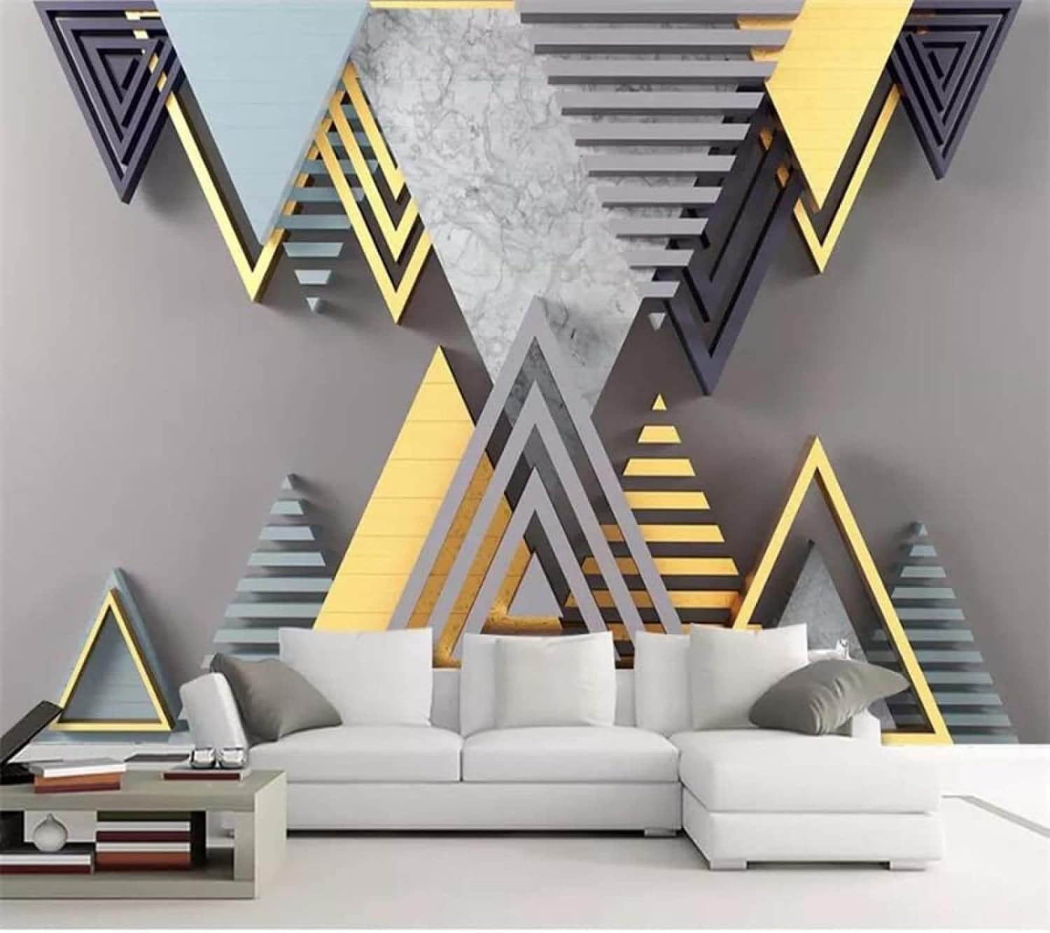Papier peint photo mural 3D marbre amovible pour rénover un mur abîmé facilement