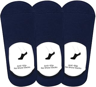 cozyway Men Cotton No Show Socks with Anti Slip Silicon System - Pack of 3-picture-36